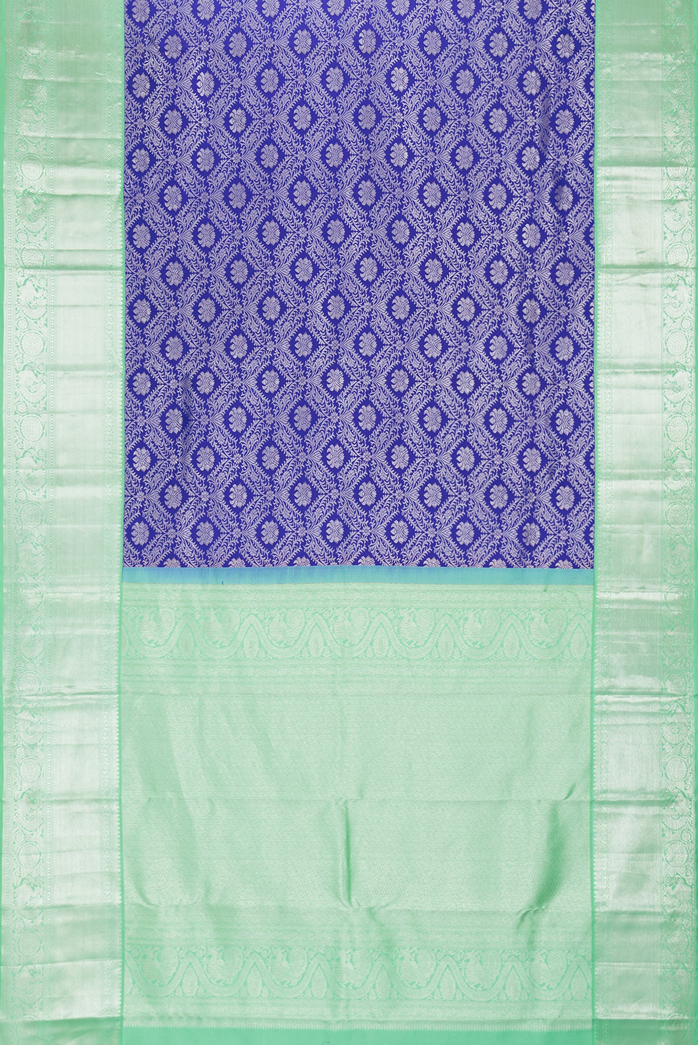 Royal Blue Dual Tone Kanjivaram Silk Saree - Image 6