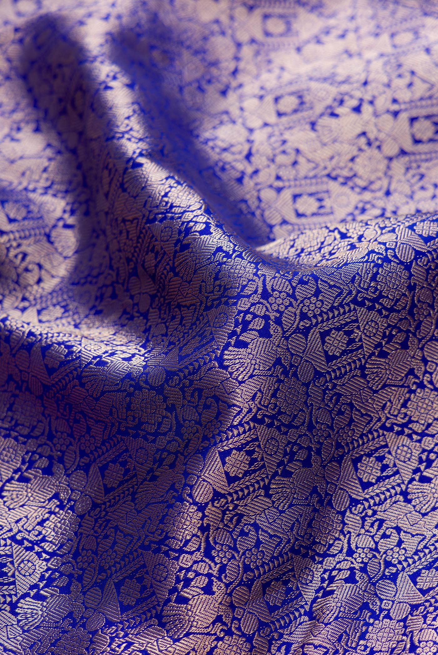 Royal Blue Dual Tone Kanjivaram Silk Saree - Image 2