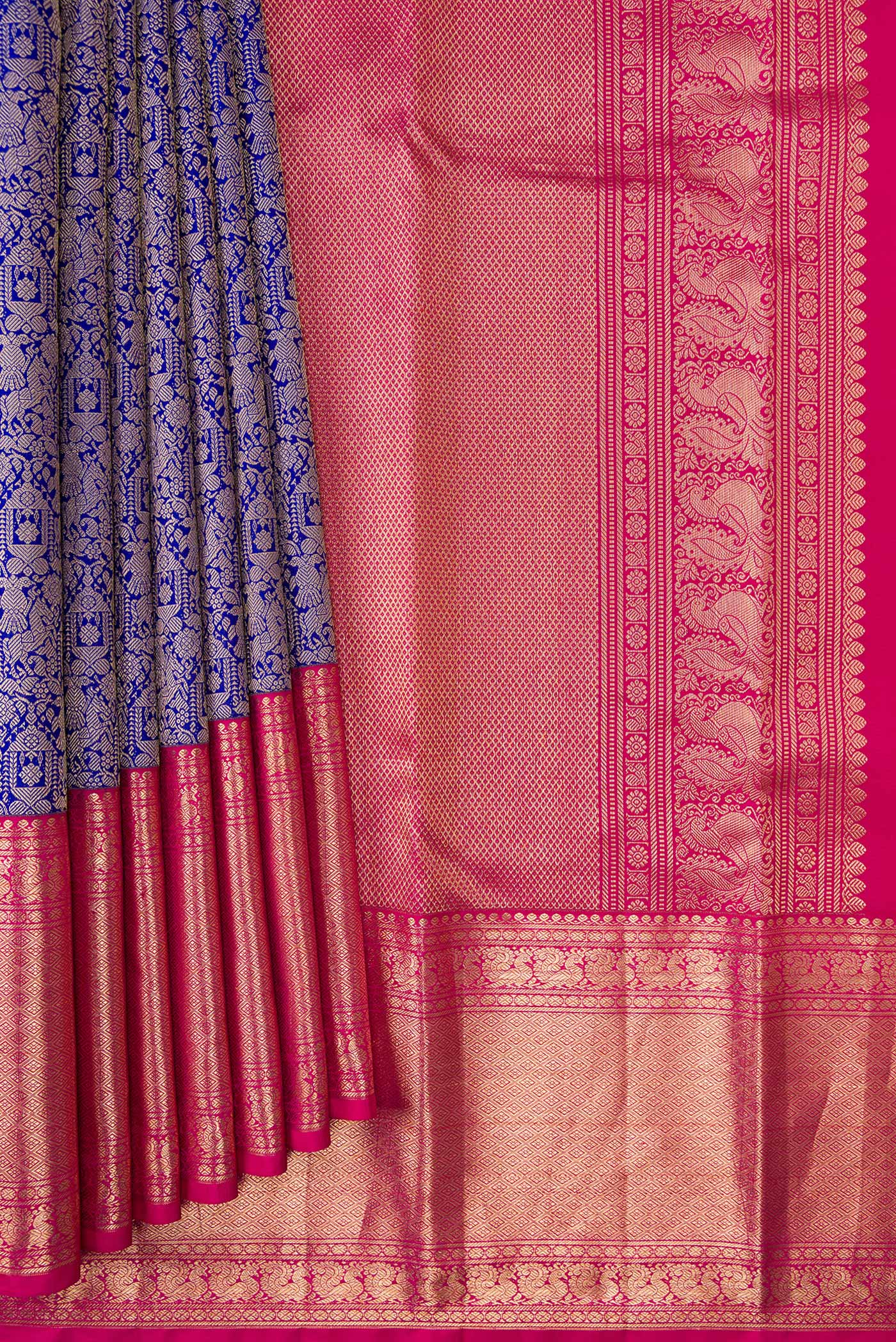 Royal Blue Dual Tone Kanjivaram Silk Saree - Image 4