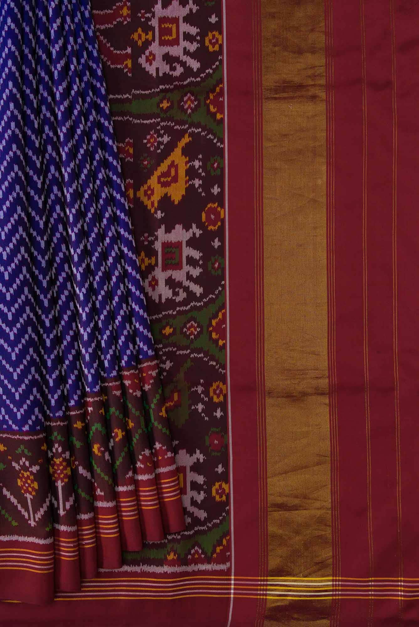 Royal Blue Dual Tone Rajkot Patola Silk Saree - Image 2
