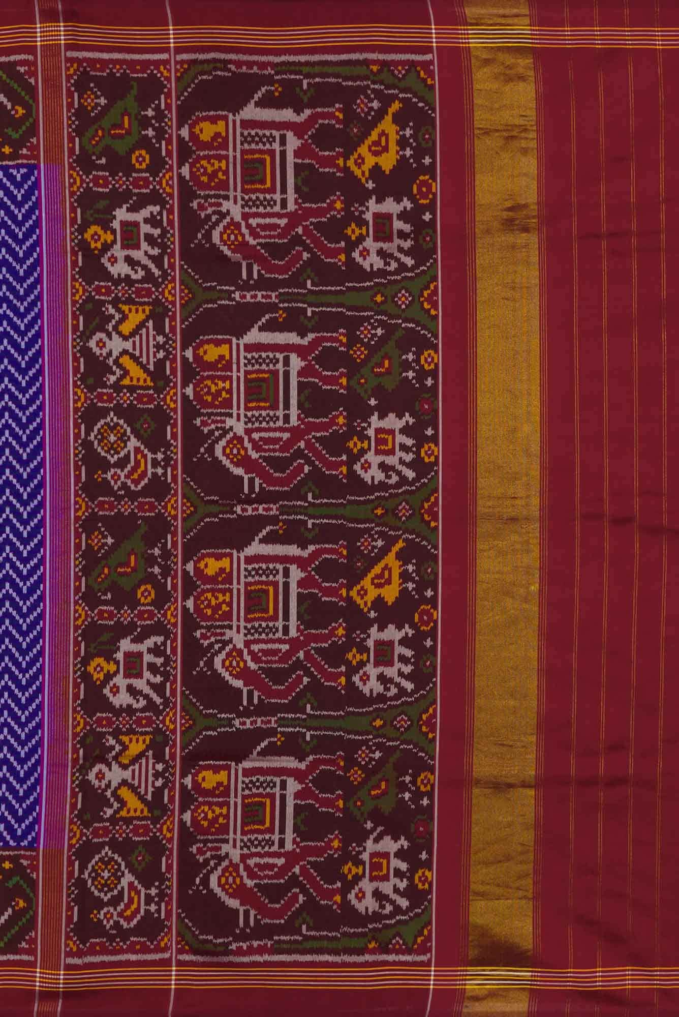 Royal Blue Dual Tone Rajkot Patola Silk Saree - Image 5