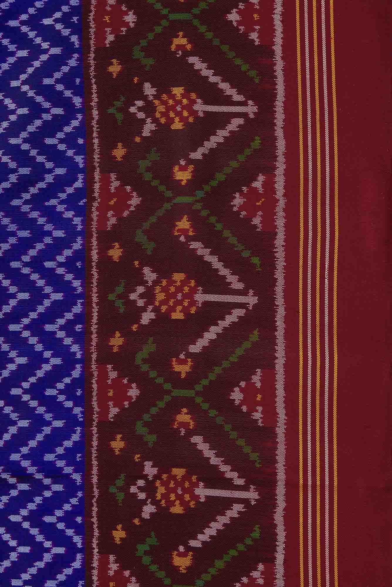 Royal Blue Dual Tone Rajkot Patola Silk Saree - Image 6