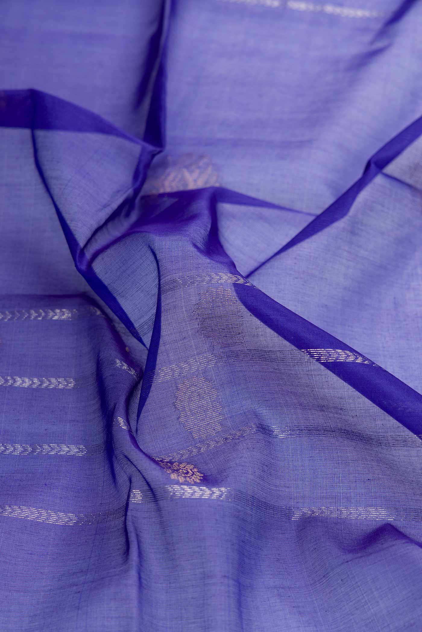 Royal Blue Dual Tone Silk Cotton Saree - Image 2