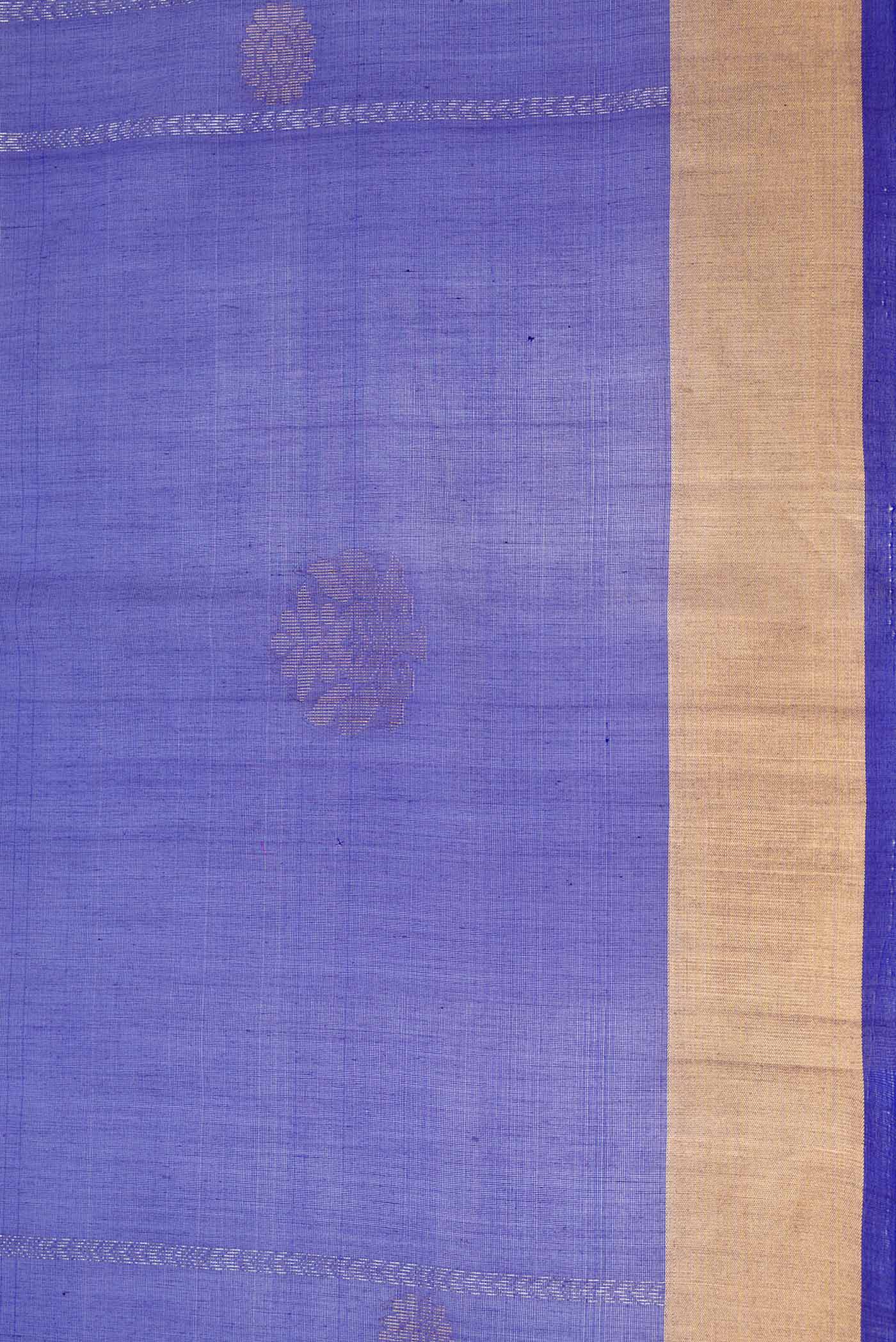 Royal Blue Dual Tone Silk Cotton Saree - Image 3