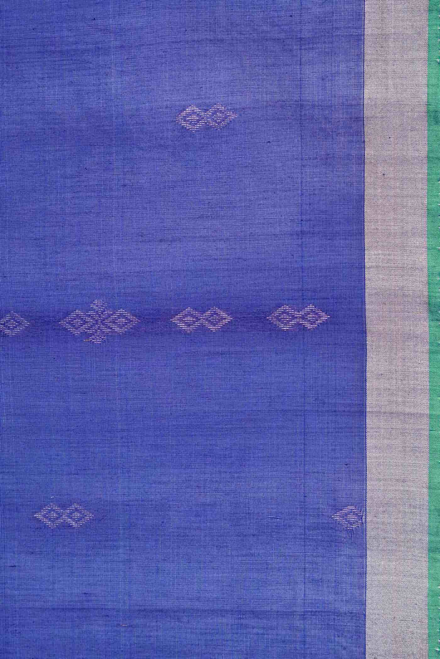 Royal Blue Dual Tone Silk Cotton Saree - Image 3