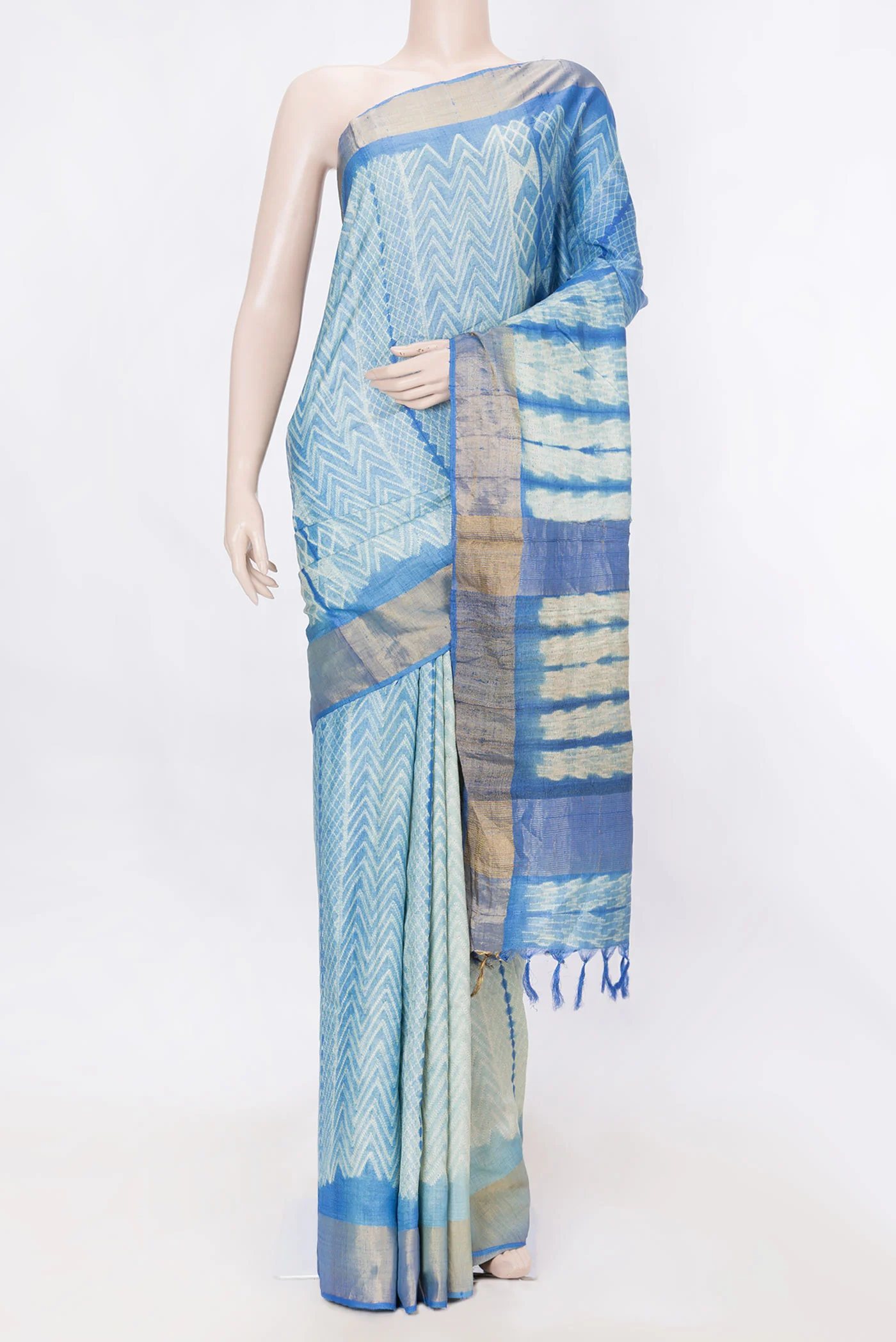 Royal Blue Dual Tone Tussar Silk Saree