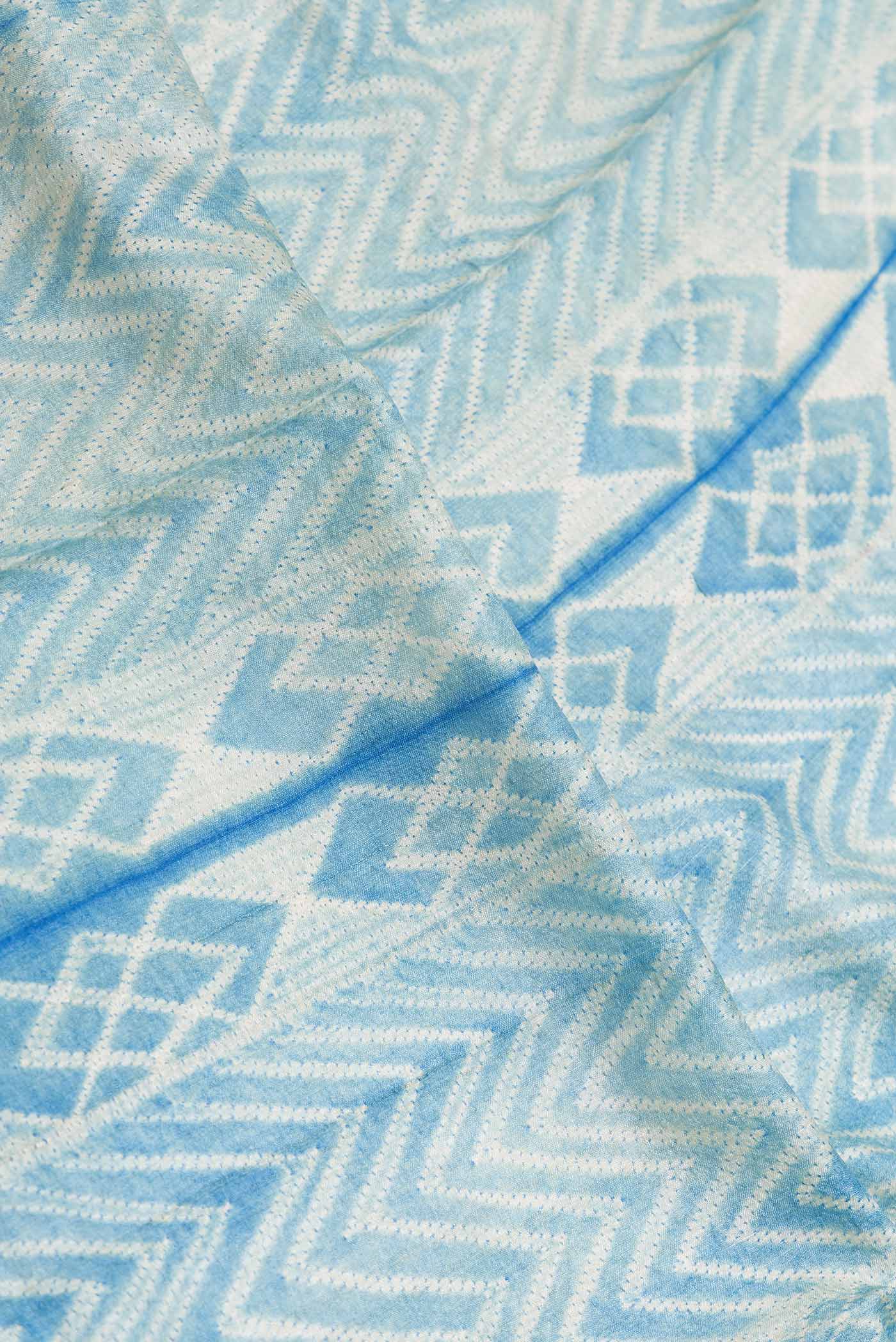 Royal Blue Dual Tone Tussar Silk Saree - Image 2
