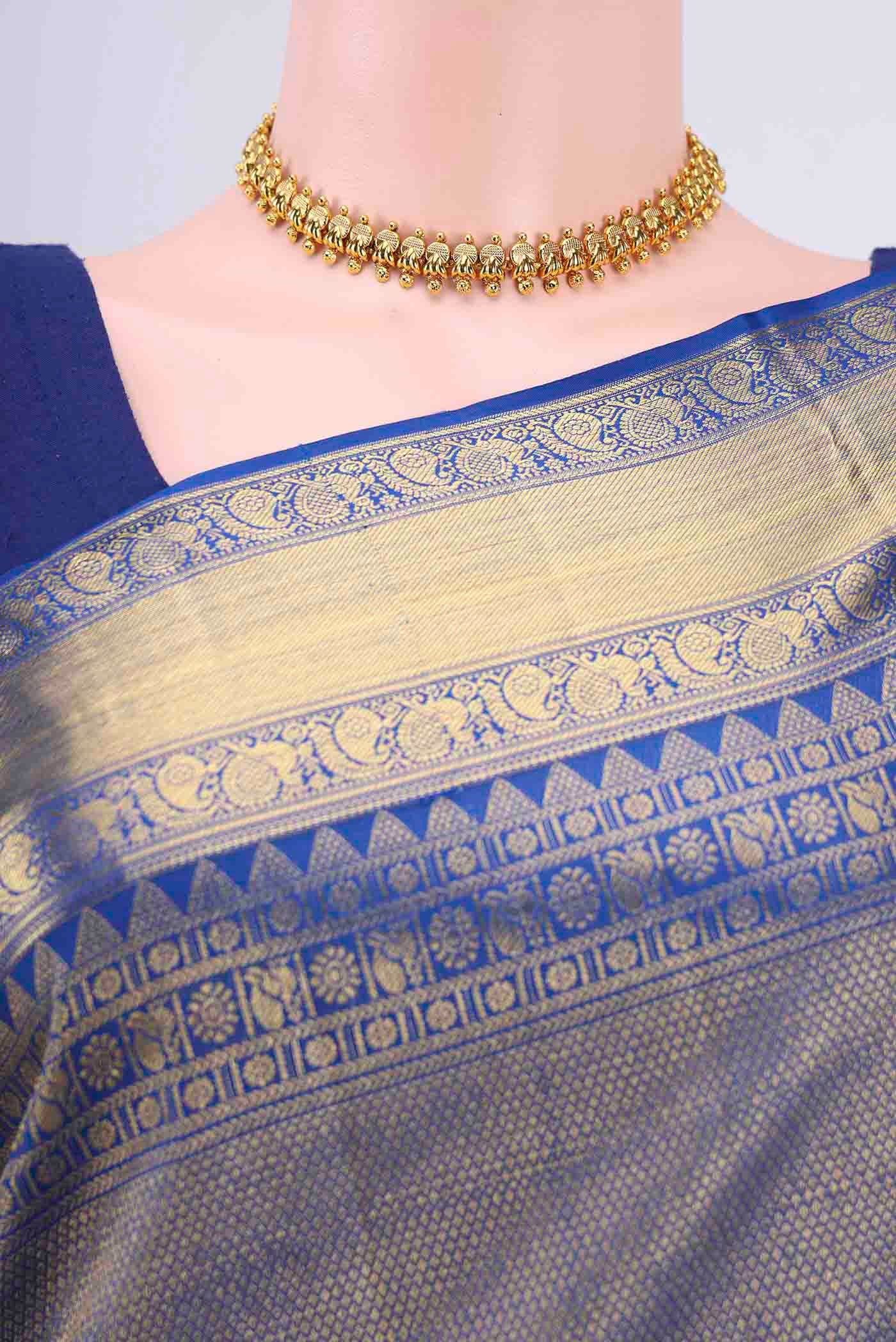 Royal Blue Kanjivaram Silk Saree - Image 2