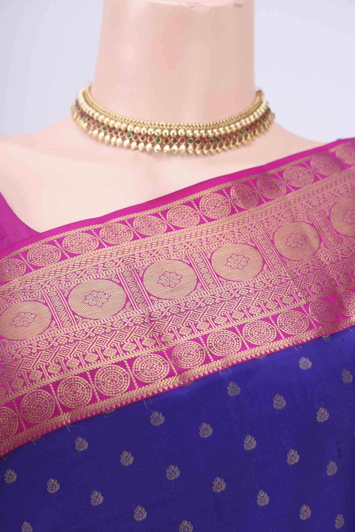 Royal Blue Kanchipuram Silk Saree - Image 2
