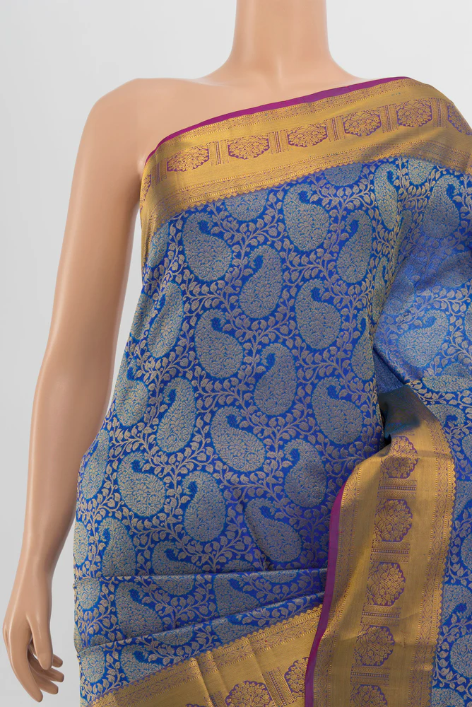Royal Blue Kanchipuram Silk Saree - Image 2