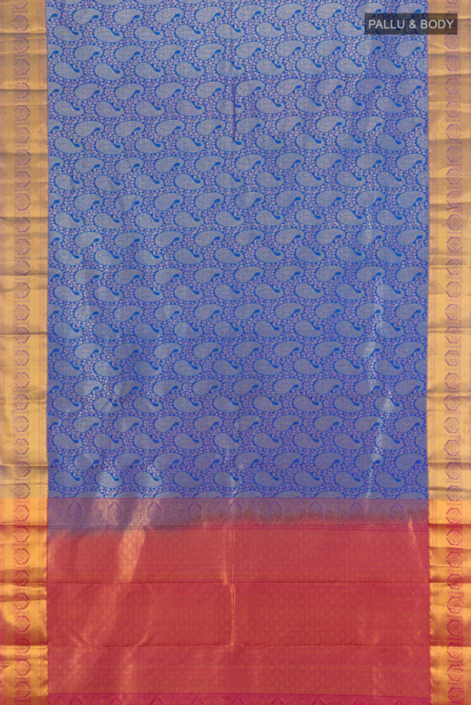 Royal Blue Kanchipuram Silk Saree - Image 5