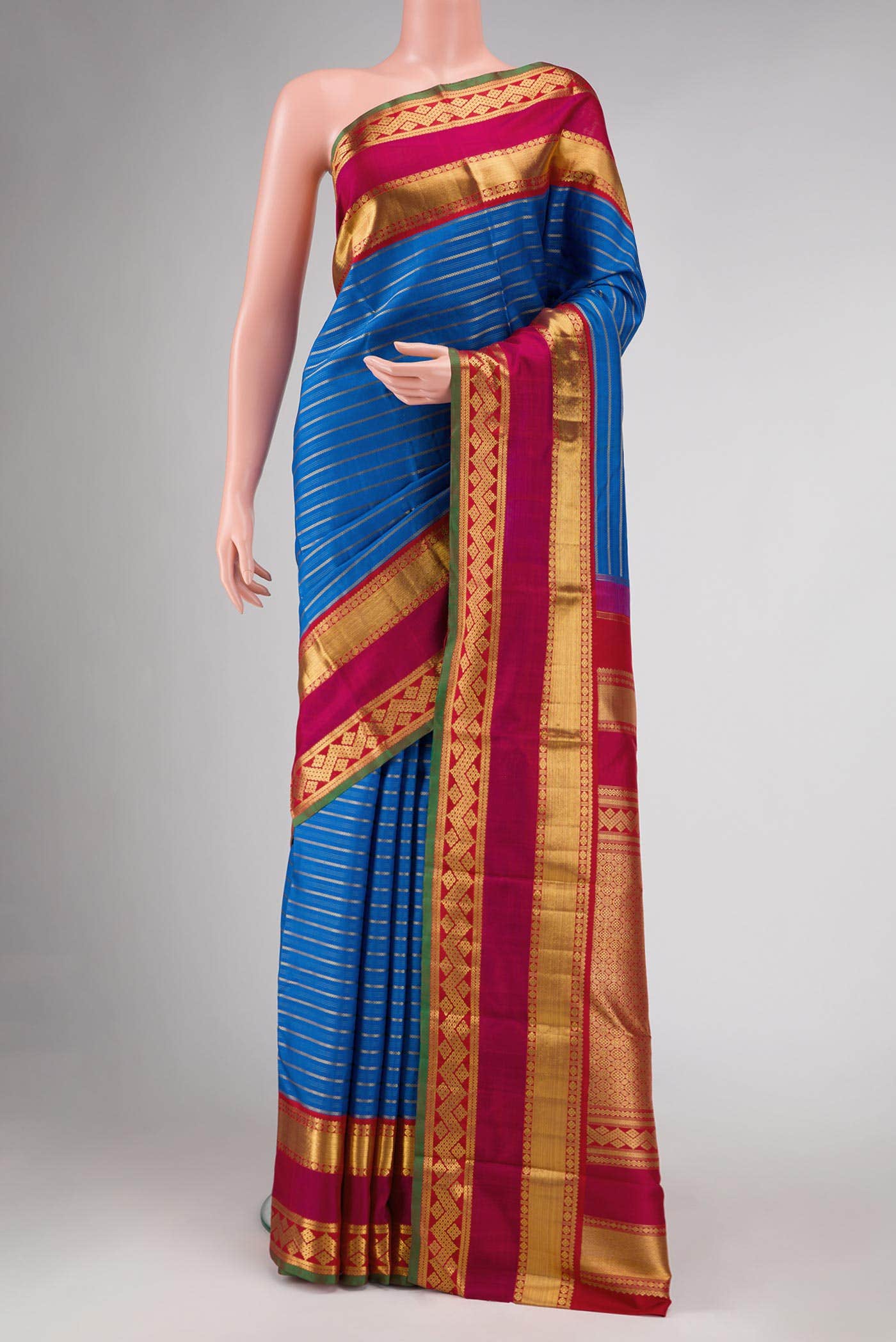 Pure Silk Pure Zari Royal Blue Kanjivaram Saree