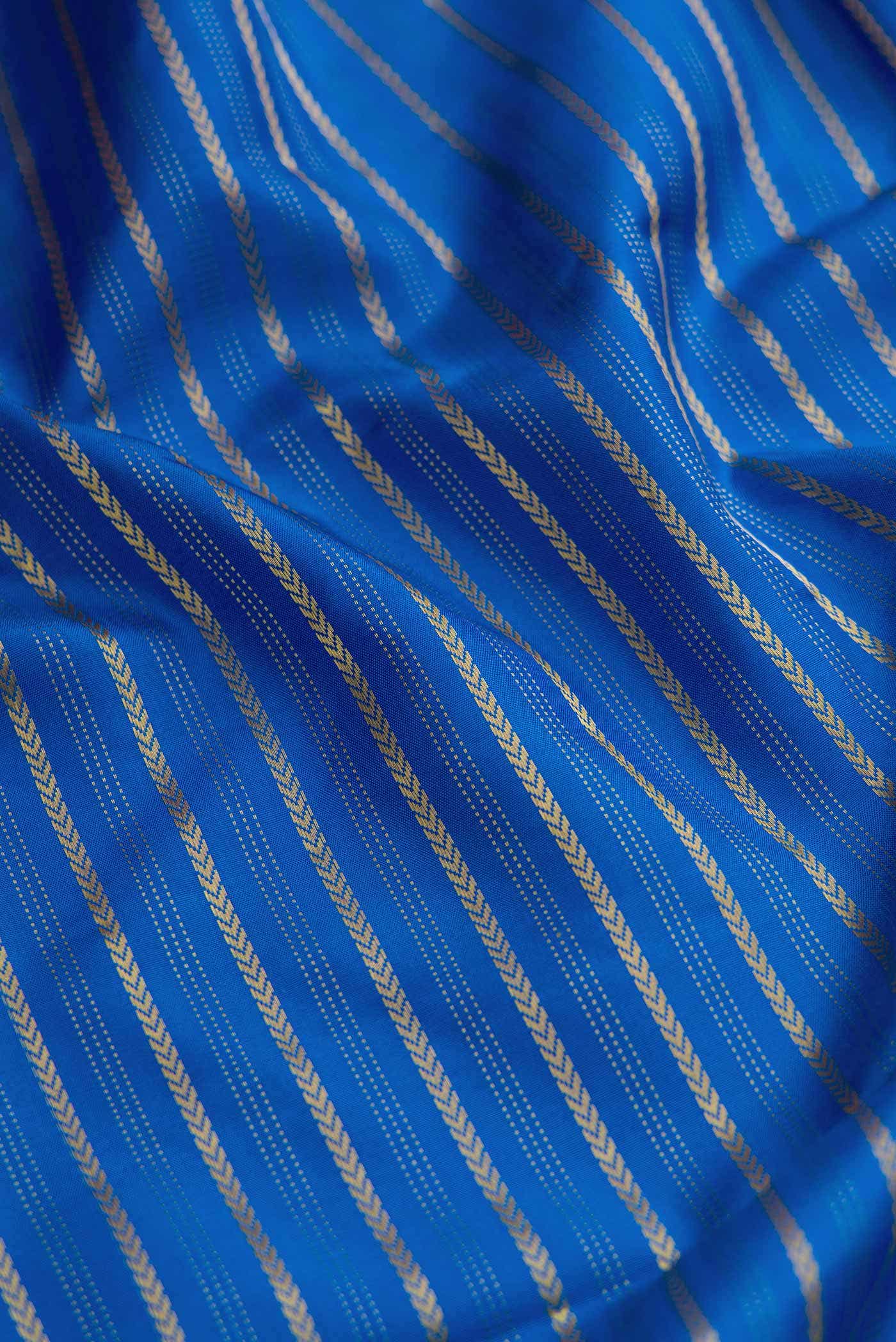 Pure Silk Pure Zari Royal Blue Kanjivaram Saree - Image 10