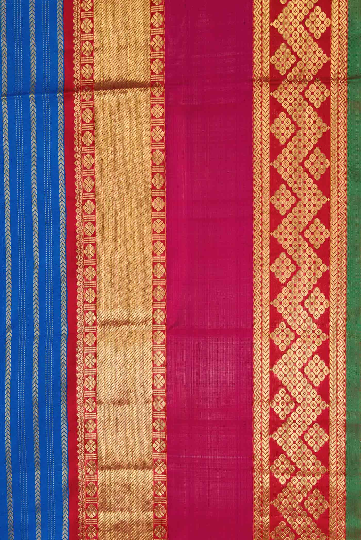 Pure Silk Pure Zari Royal Blue Kanjivaram Saree - Image 6