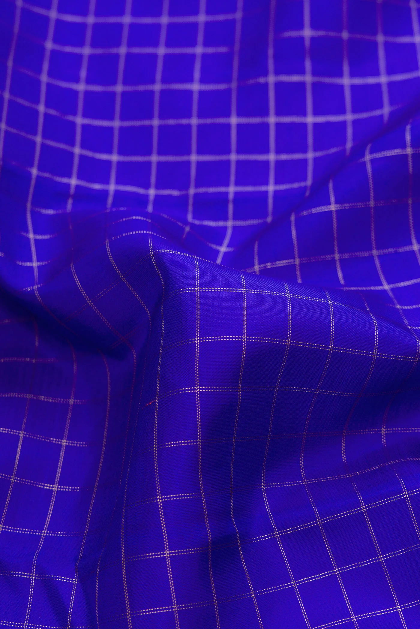 Pure Silk Pure Zari Royal Blue Kanchipuram Saree - Image 2