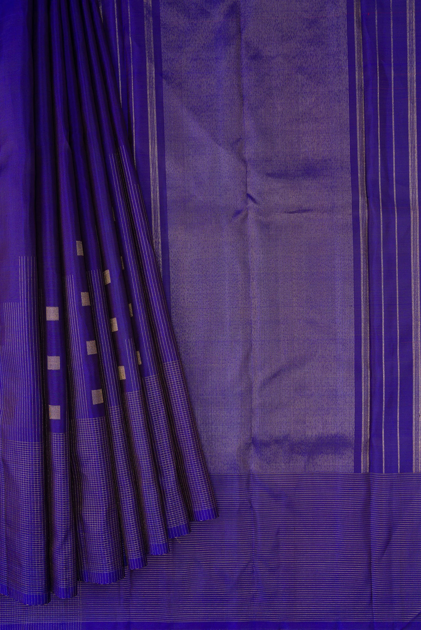 Pure Silk Pure Zari Royal Blue Kanchipuram Saree - Image 4