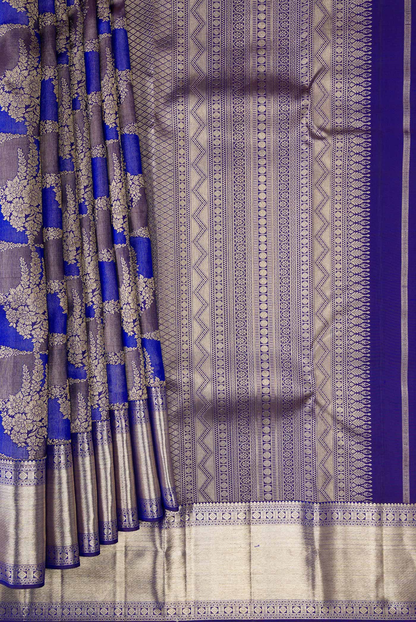 Royal Blue Kanjivaram Silk Saree - Image 4