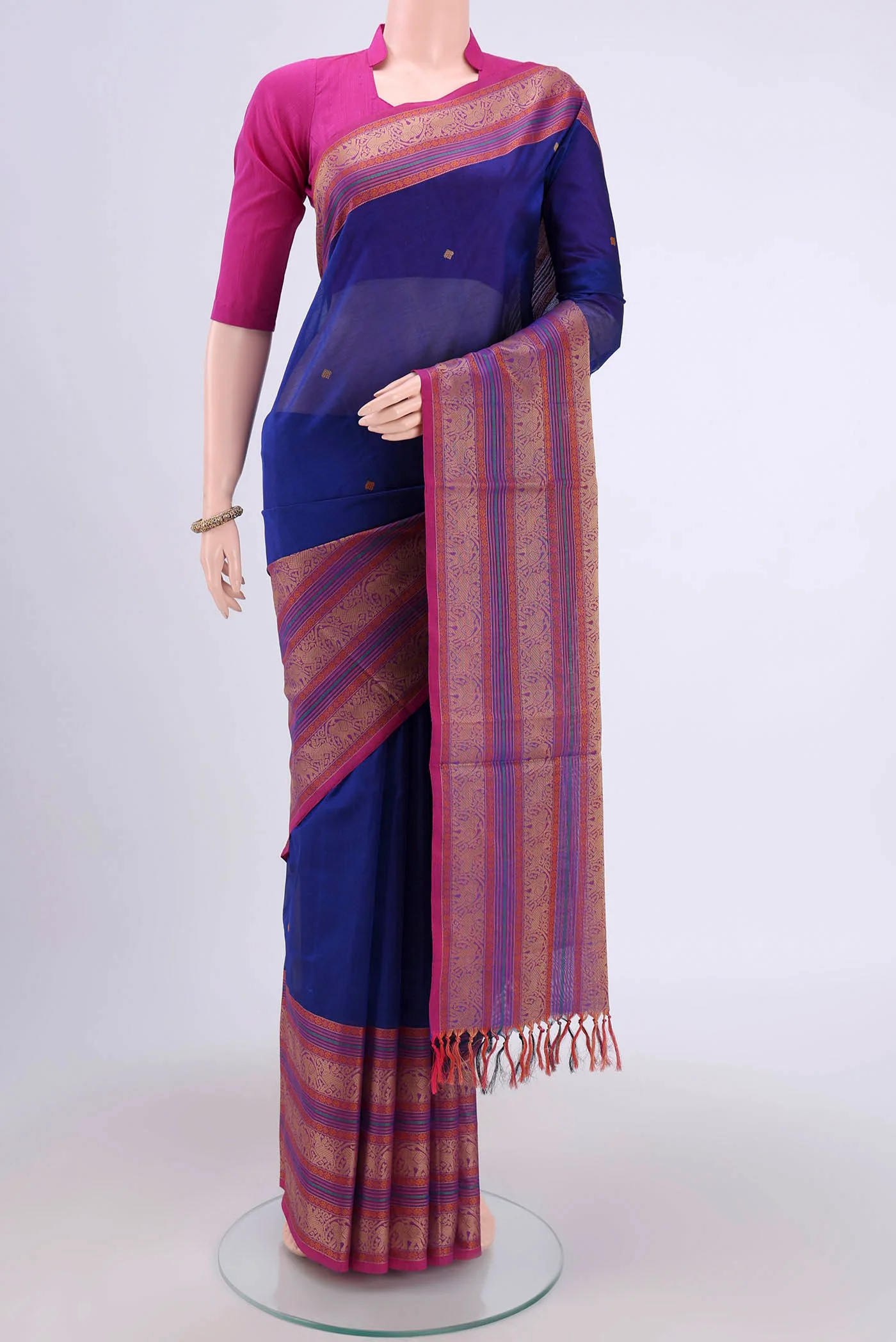 Royal Blue Silk Cotton Saree