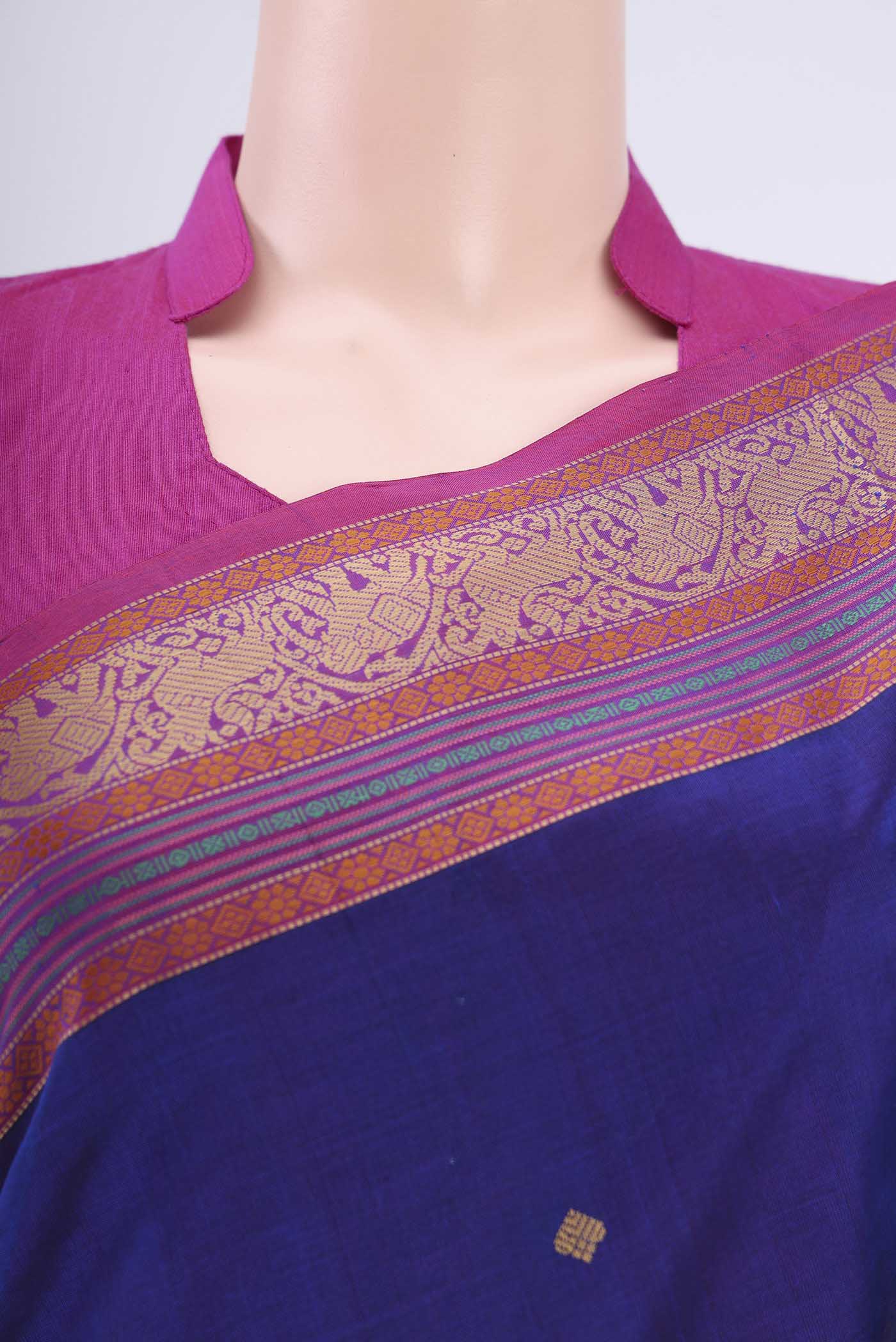 Royal Blue Silk Cotton Saree - Image 2