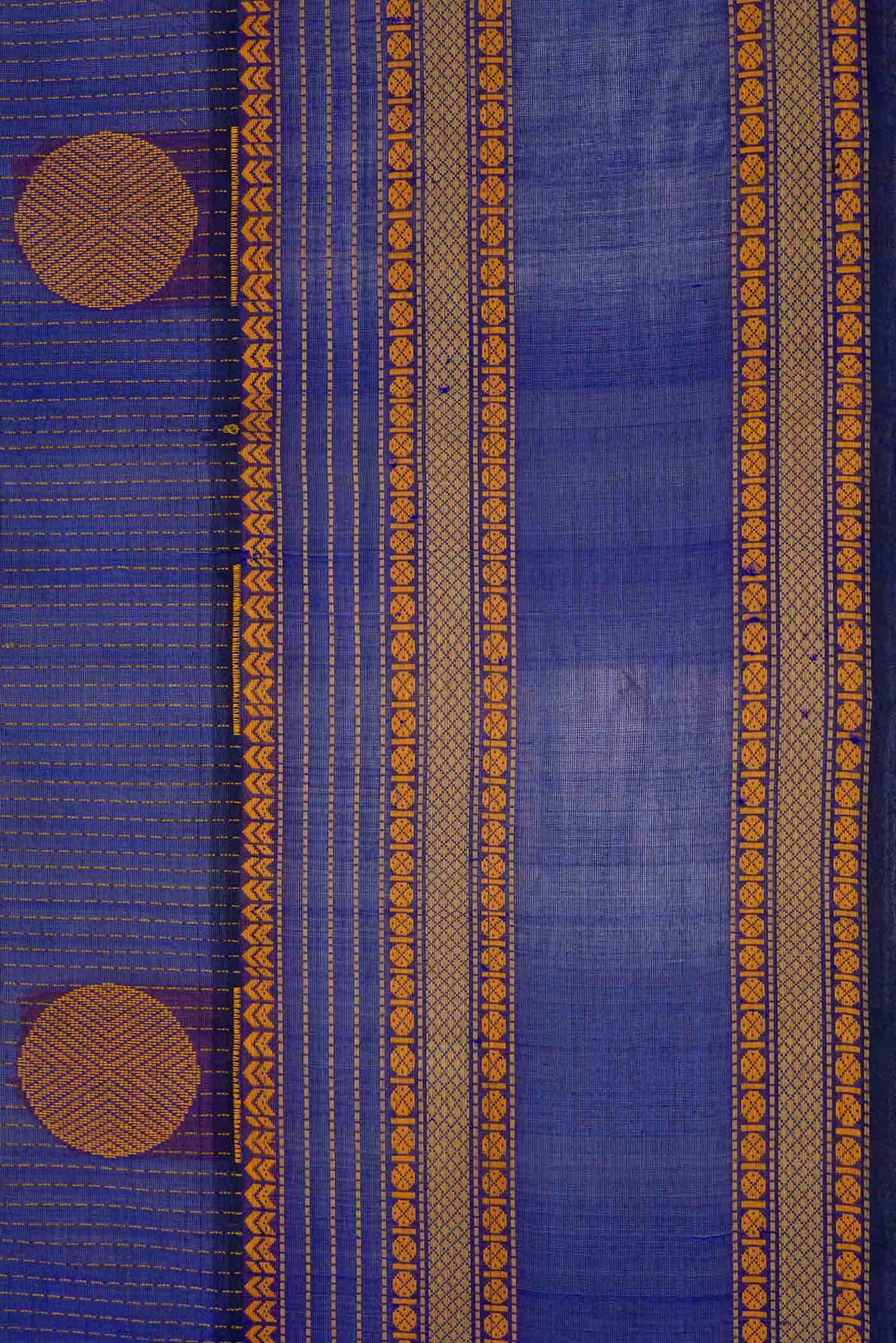 Royal Blue Silk Cotton Saree - Image 3