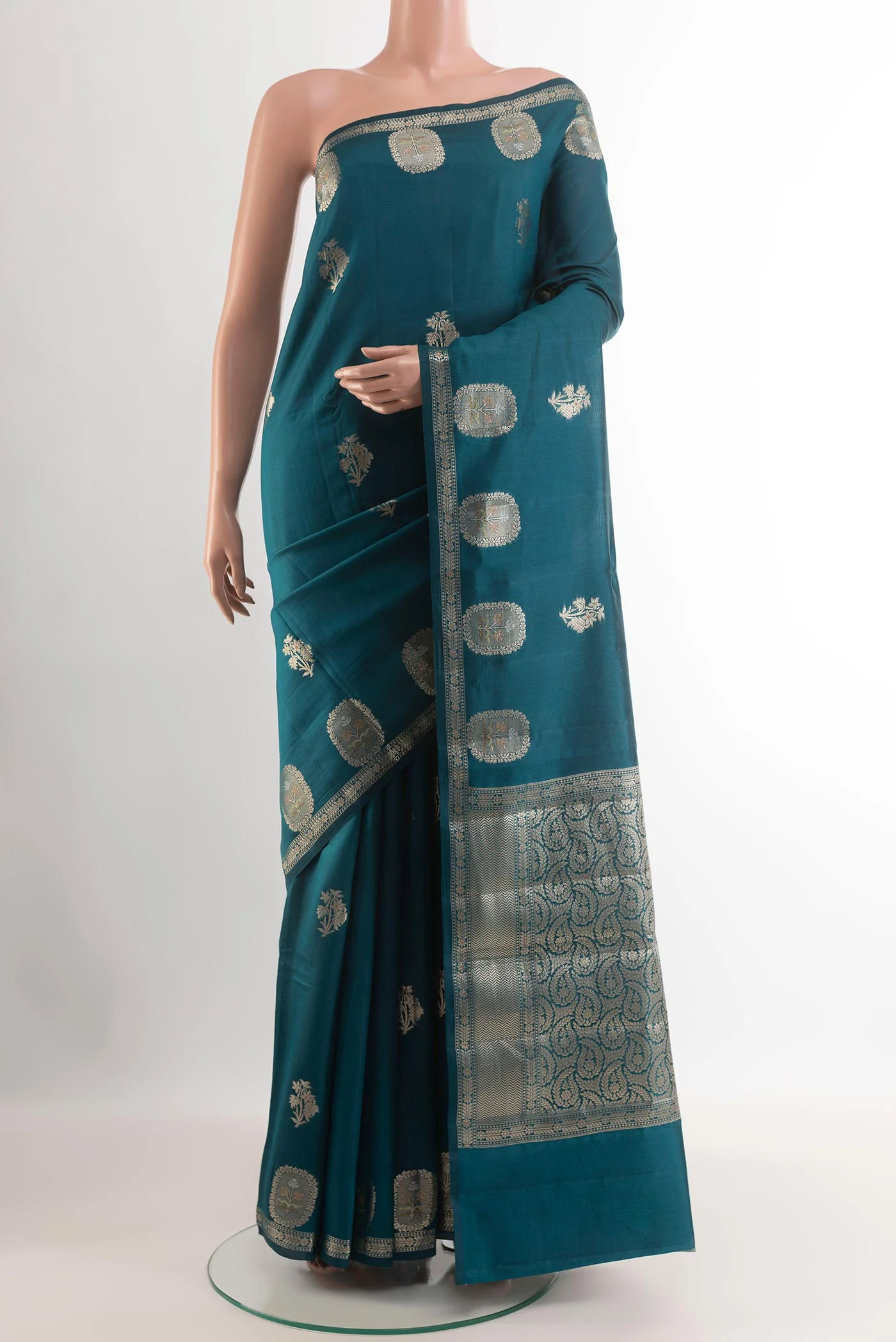 Blue Banarasi Raw Silk Saree