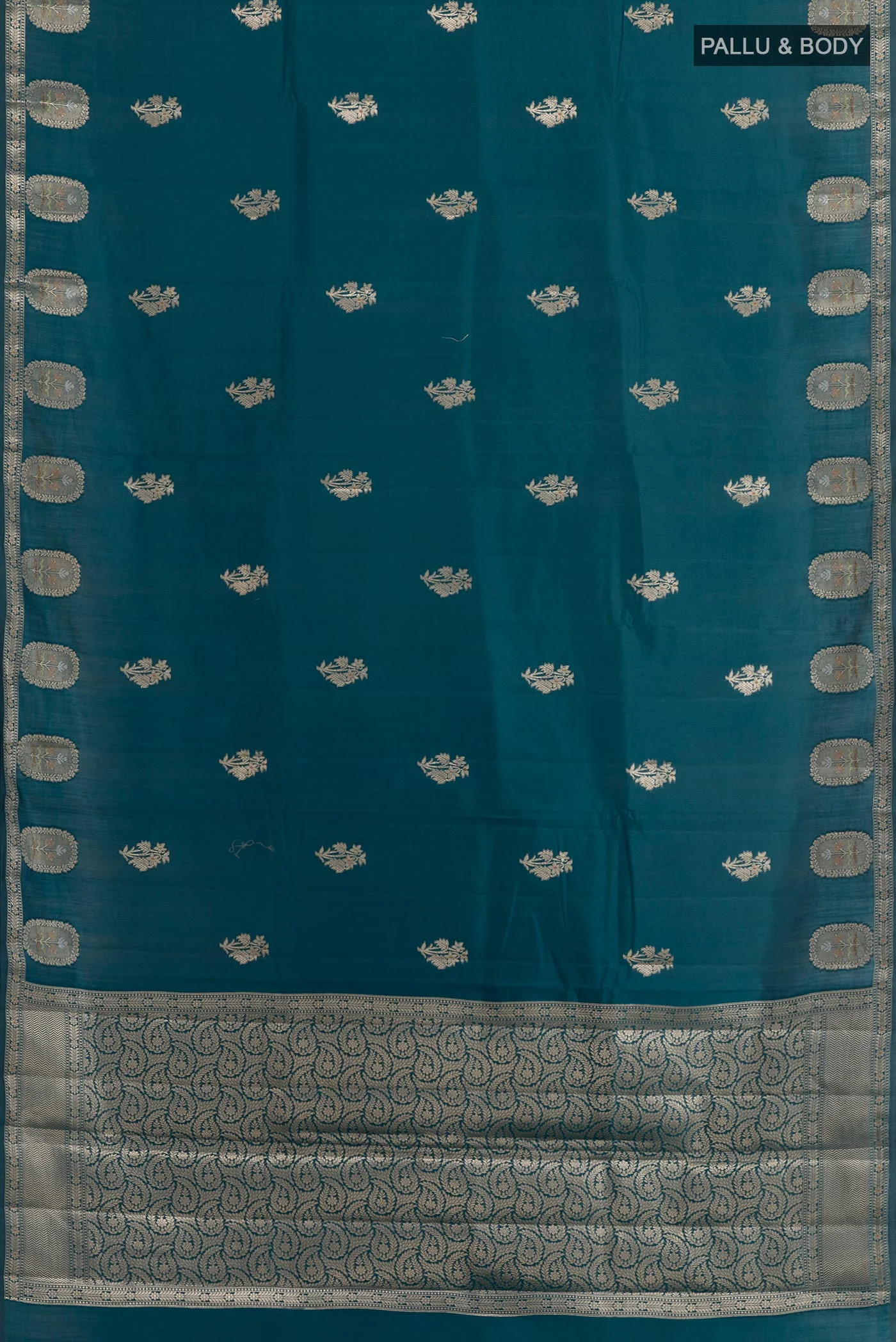 Blue Banarasi Raw Silk Saree - Image 3