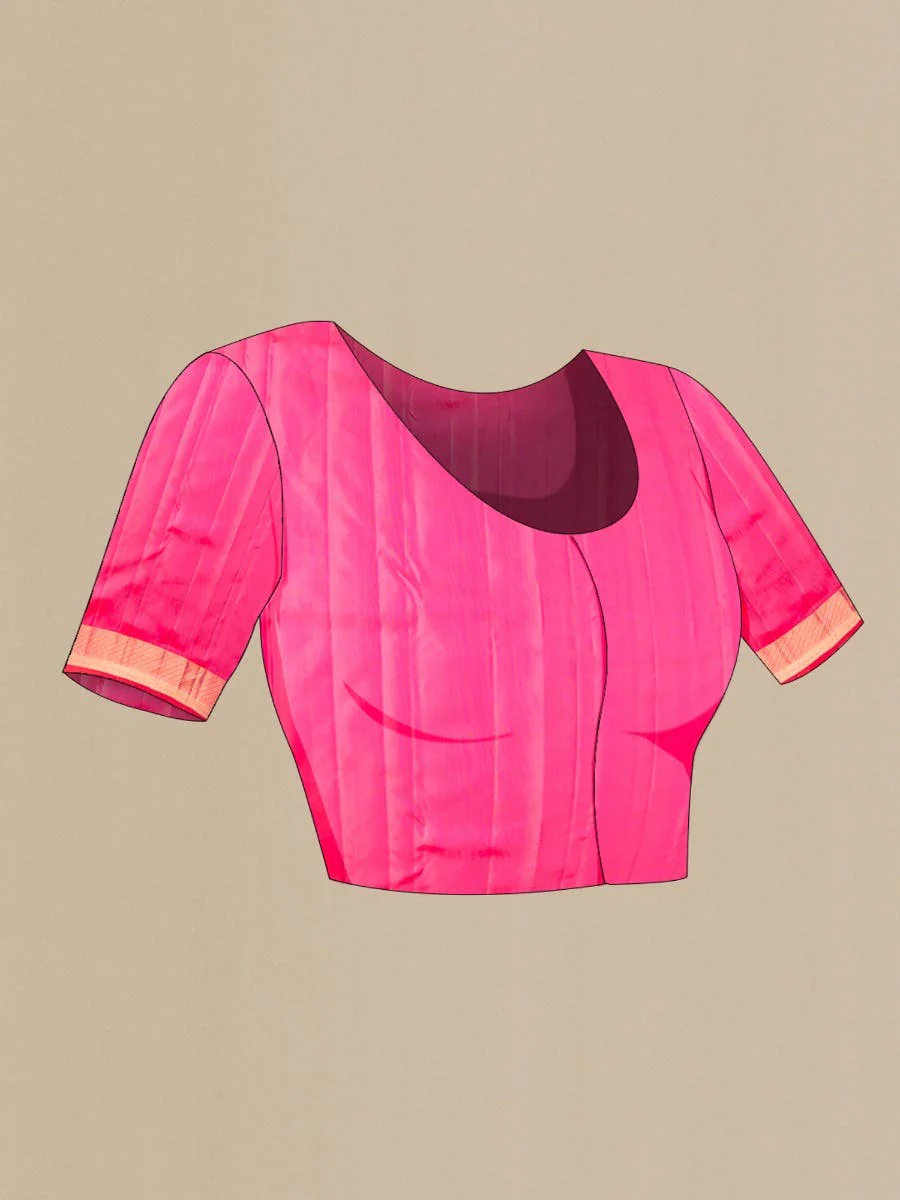 Rudrani-Pink with Orange Dual Tone Kanchipuram Silk Saree - Image 10
