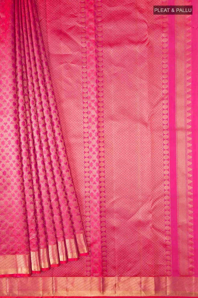 Rudrani-Pink with Orange Dual Tone Kanchipuram Silk Saree - Image 5