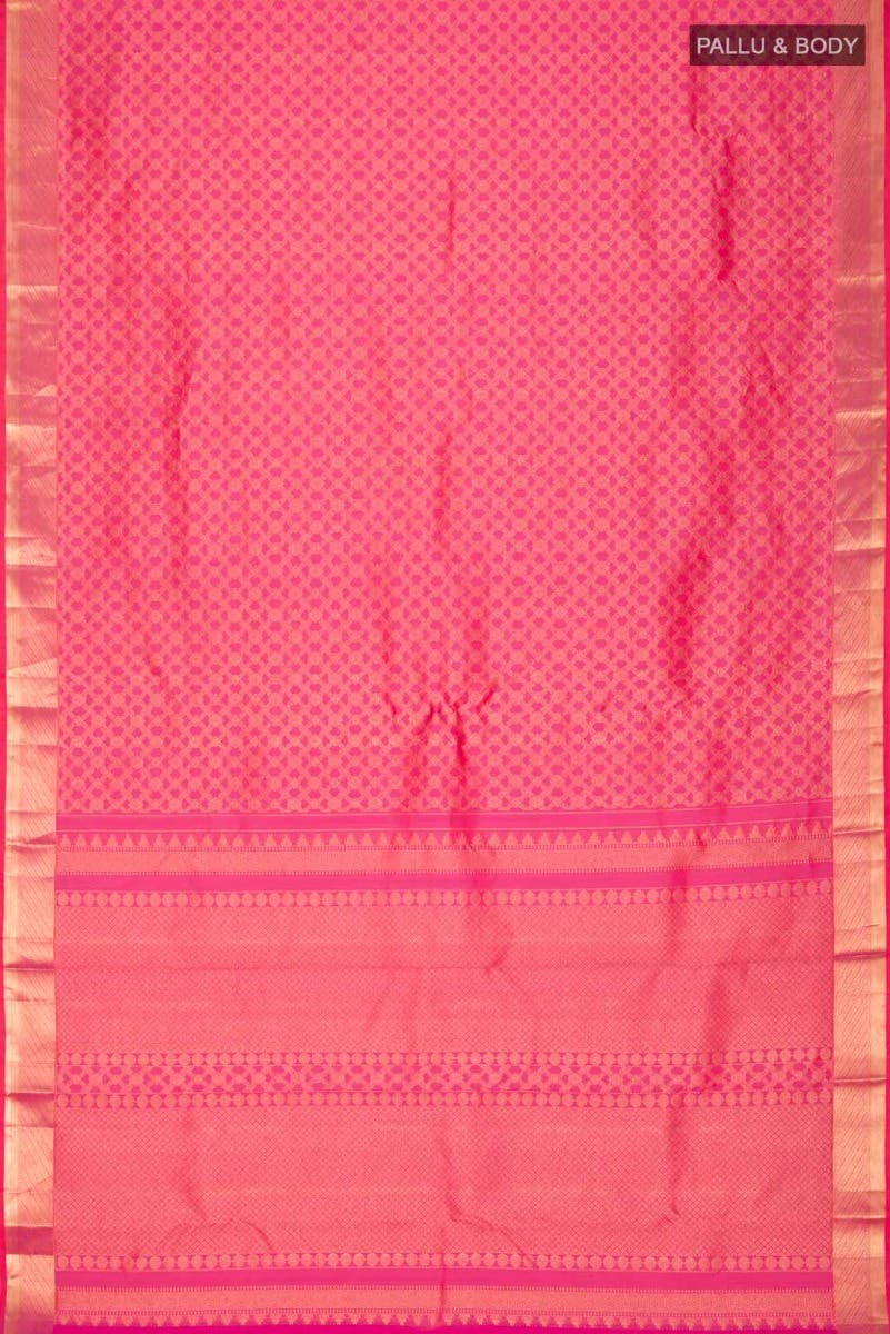 Rudrani-Pink with Orange Dual Tone Kanchipuram Silk Saree - Image 6