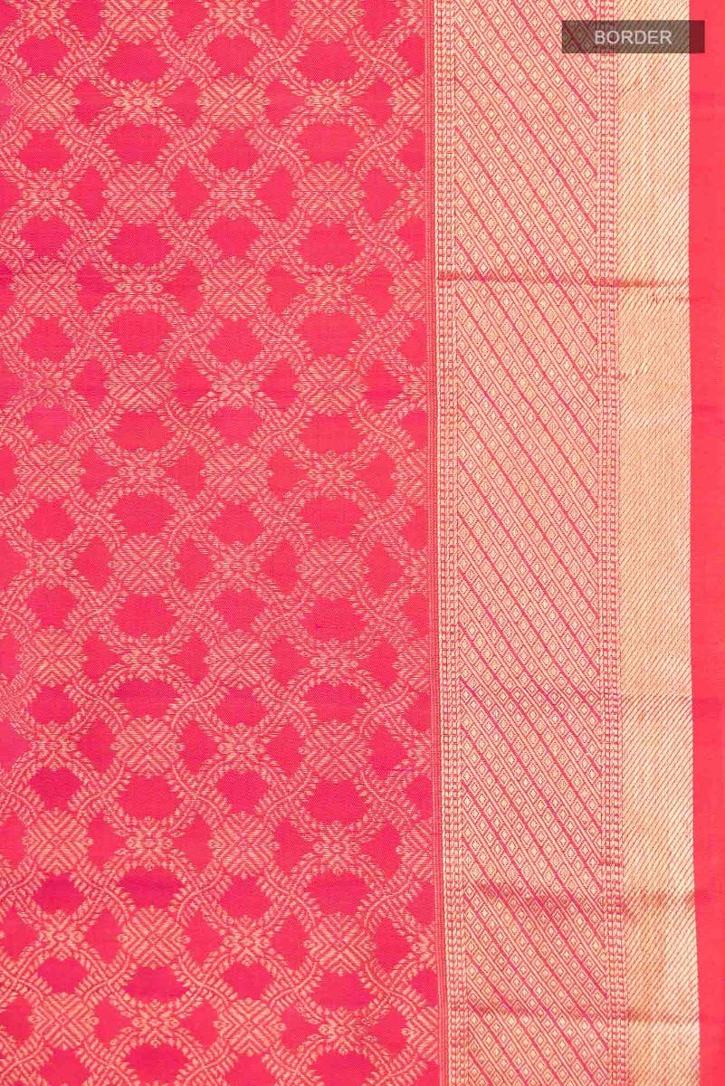Rudrani-Pink with Orange Dual Tone Kanchipuram Silk Saree - Image 7