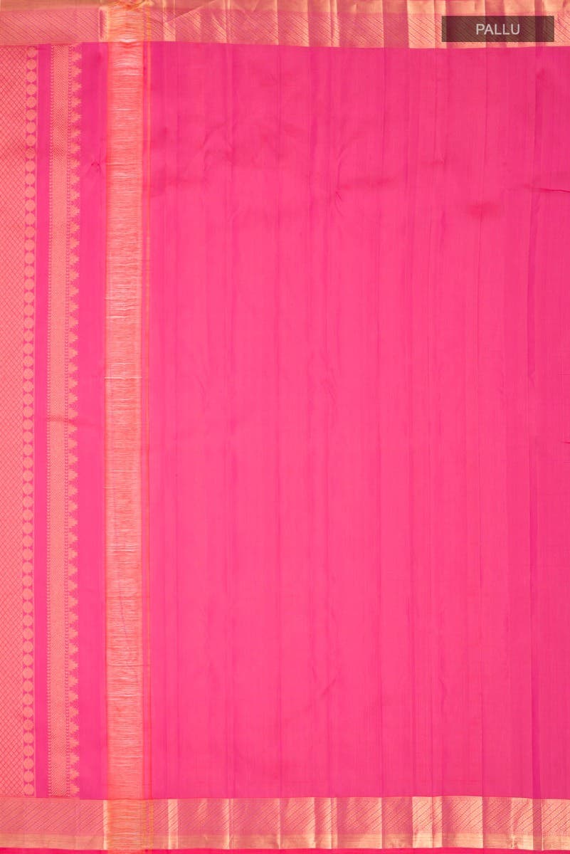 Rudrani-Pink with Orange Dual Tone Kanchipuram Silk Saree - Image 9