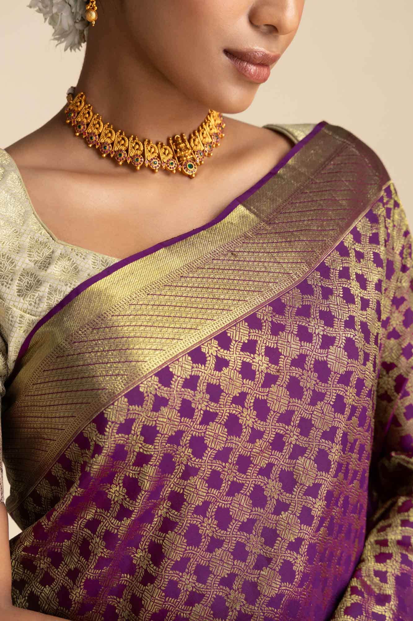 Rudrani-Purple Kanchipuram Silk Saree - Image 2