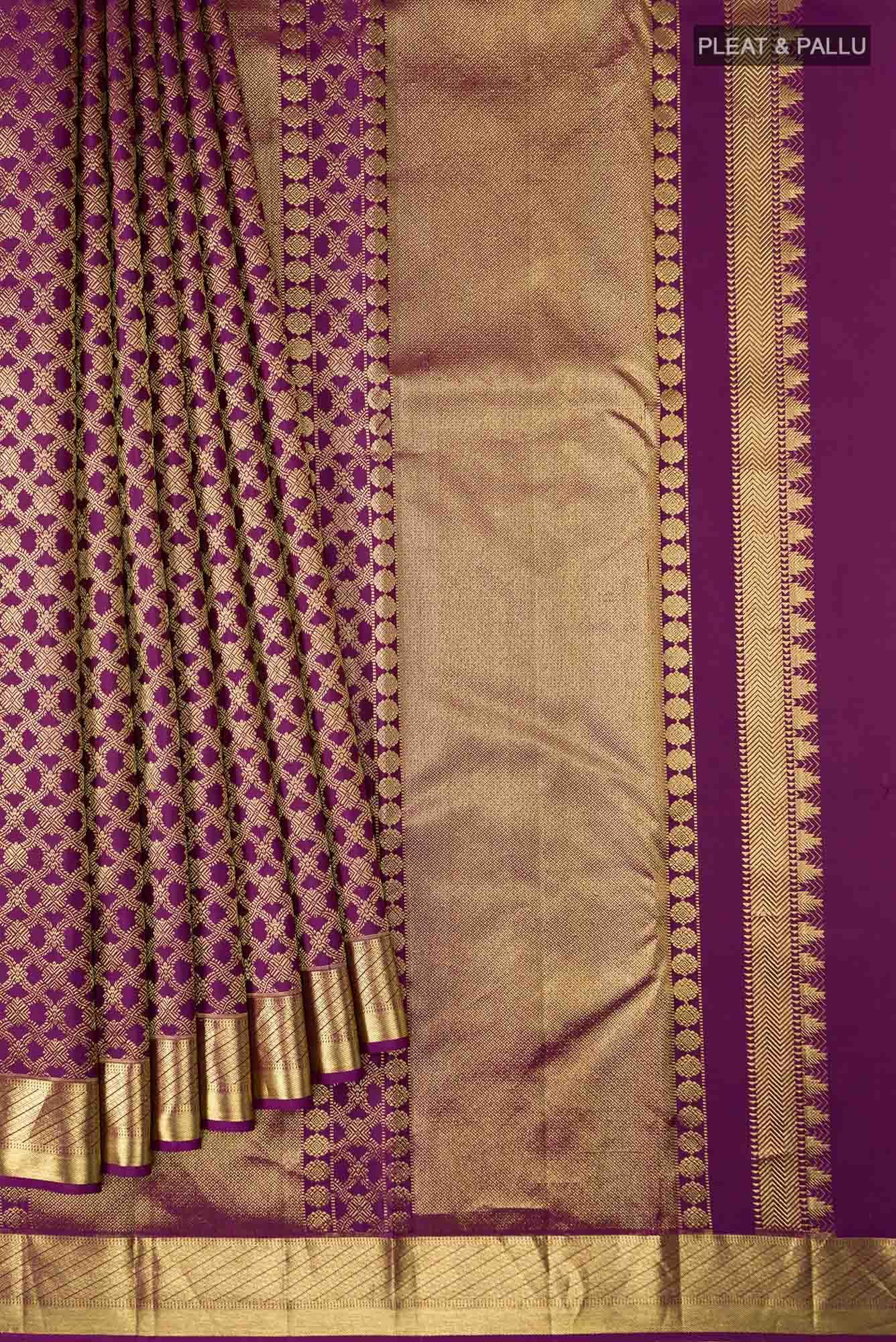 Rudrani-Purple Kanchipuram Silk Saree - Image 8