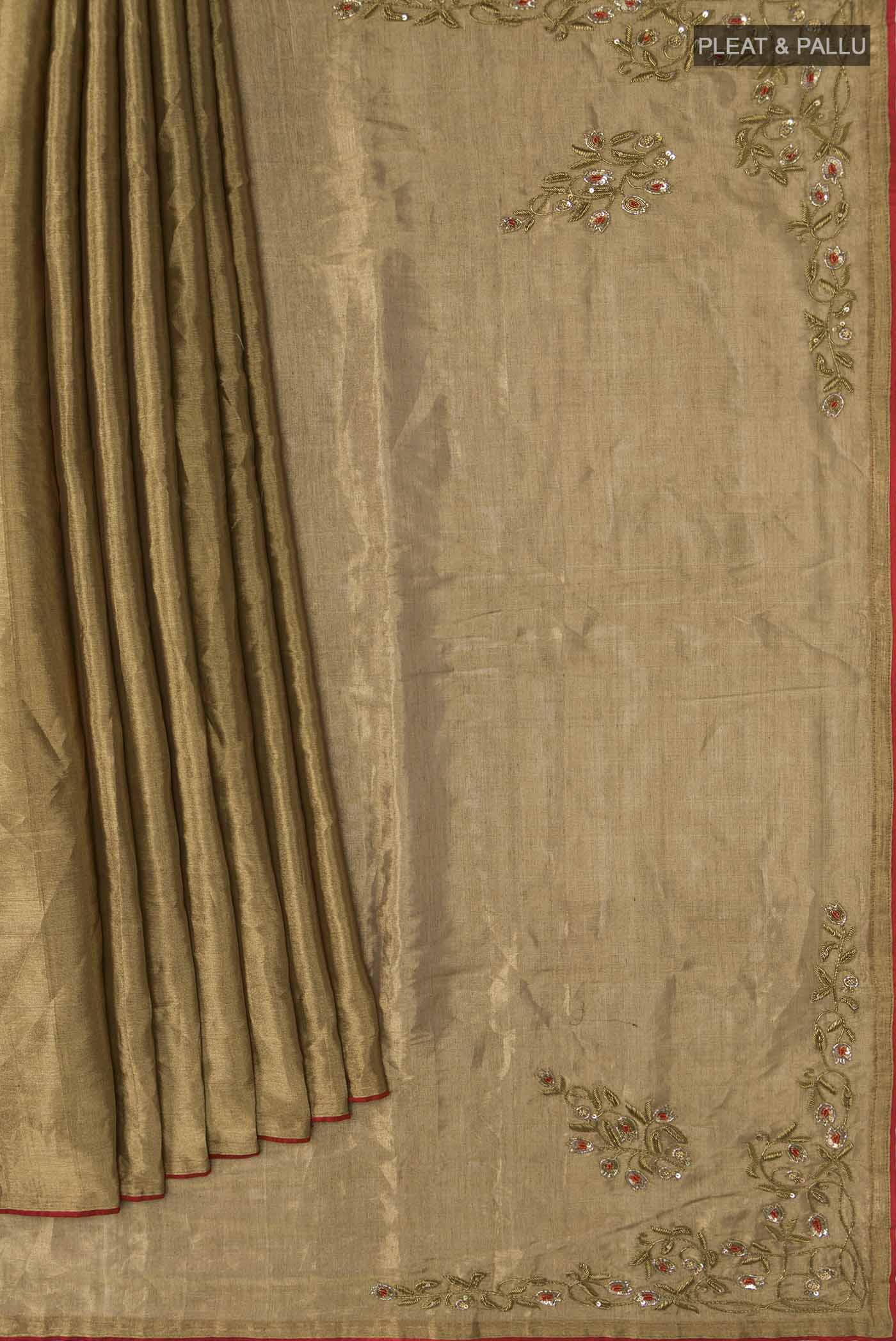 Rumana-Gold Tissue Silk Saree - Image 5