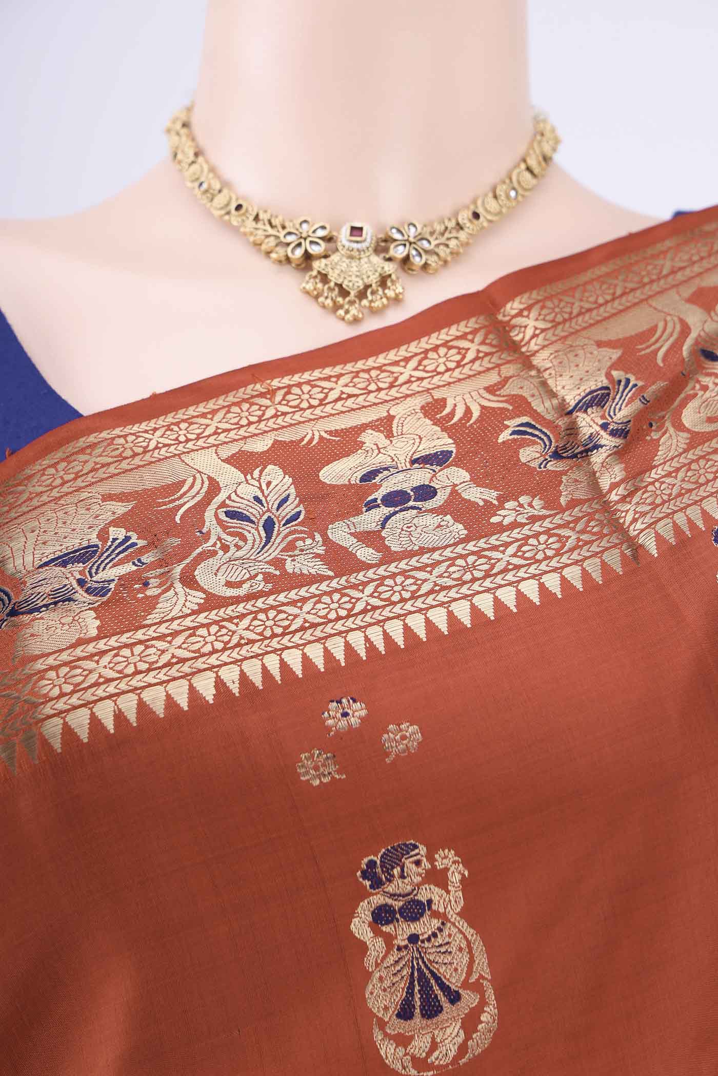 Rust Baluchari Silk Saree - Image 2