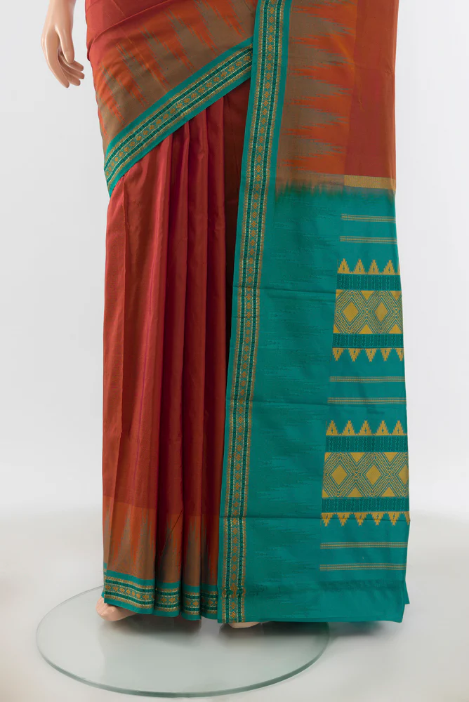 Rust Bangalore Silk - kadyal Saree - Image 3