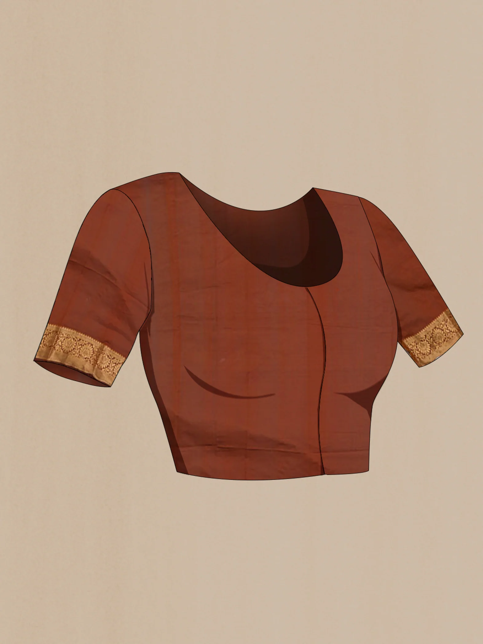 Rust Blended Bangalore Silk Saree - Image 4