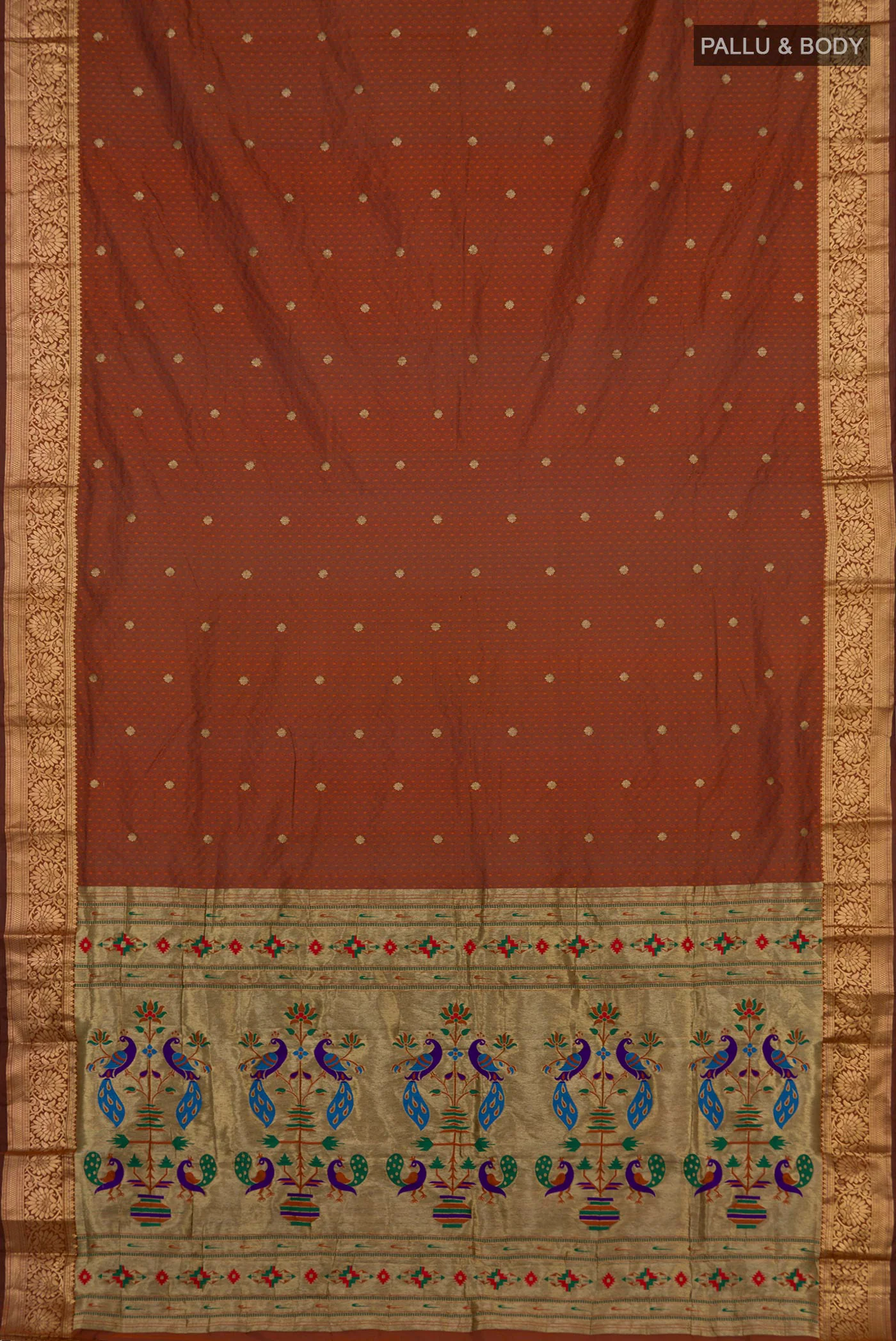 Rust Blended Bangalore Silk Saree - Image 5