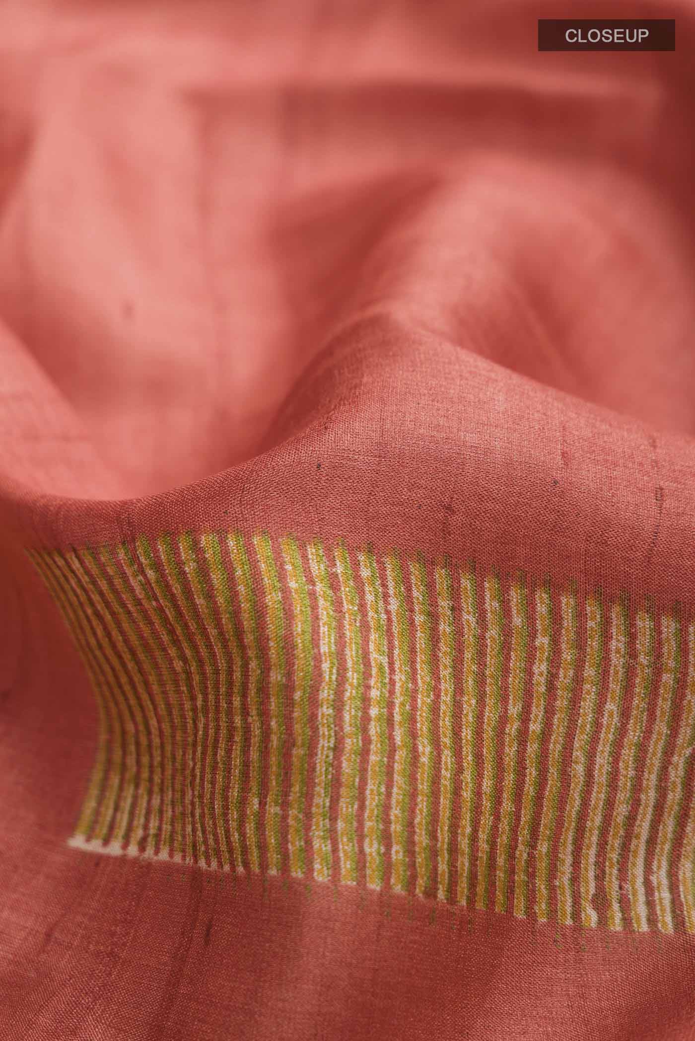 Rust Bhagalpuri Tussar Silk Saree - Image 2