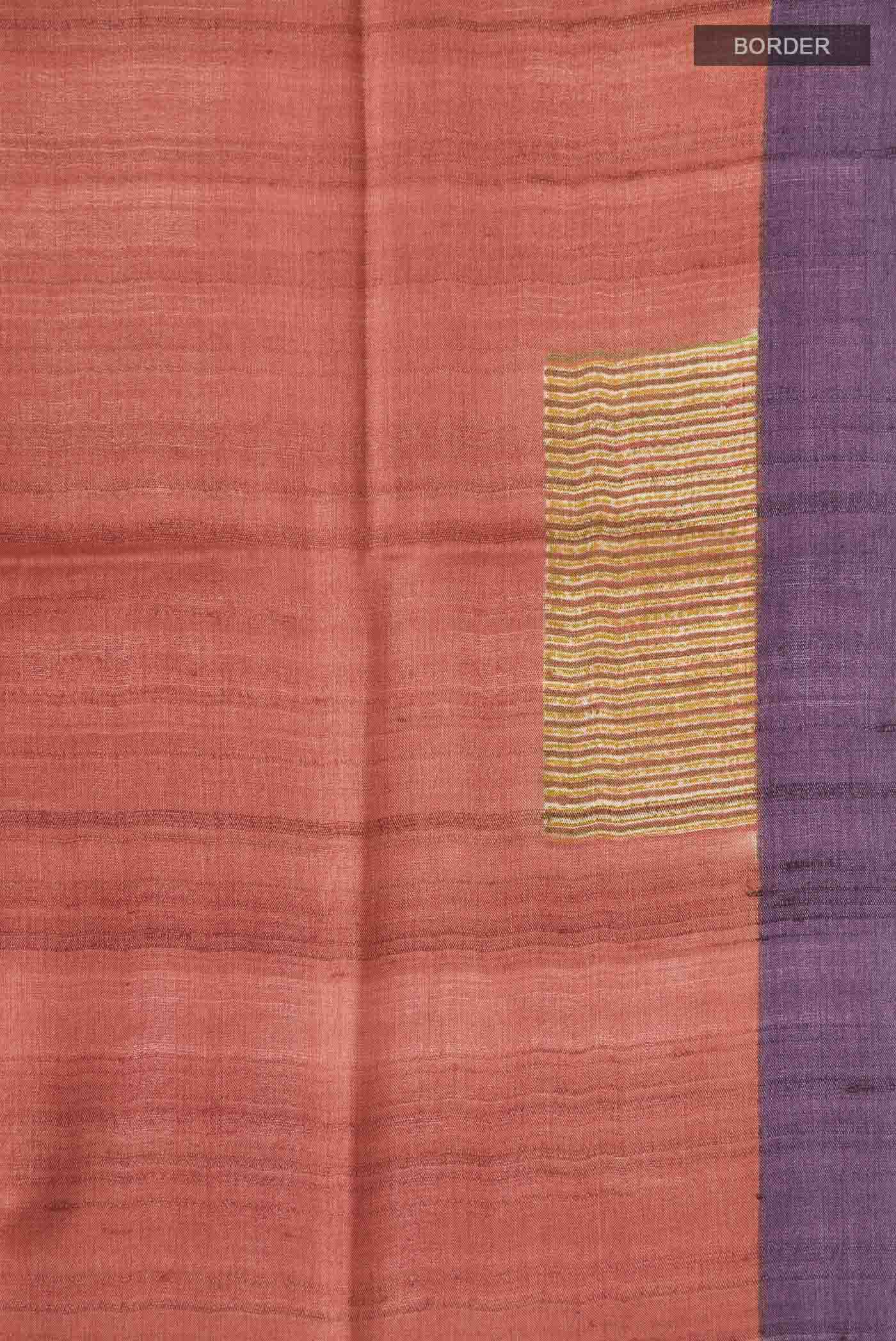 Rust Bhagalpuri Tussar Silk Saree - Image 3
