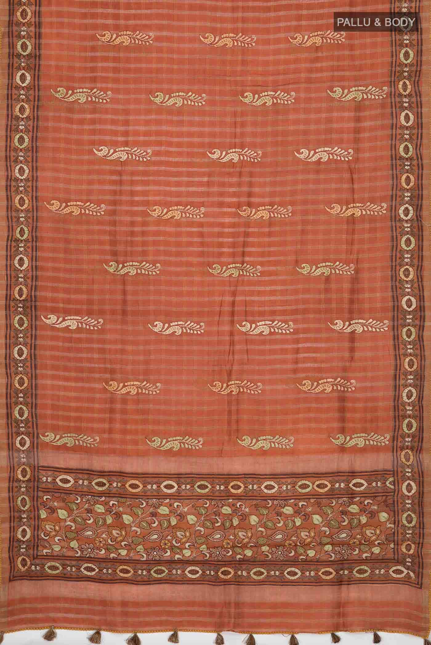 Rust Bhagalpuri Tussar Silk Saree - Image 3