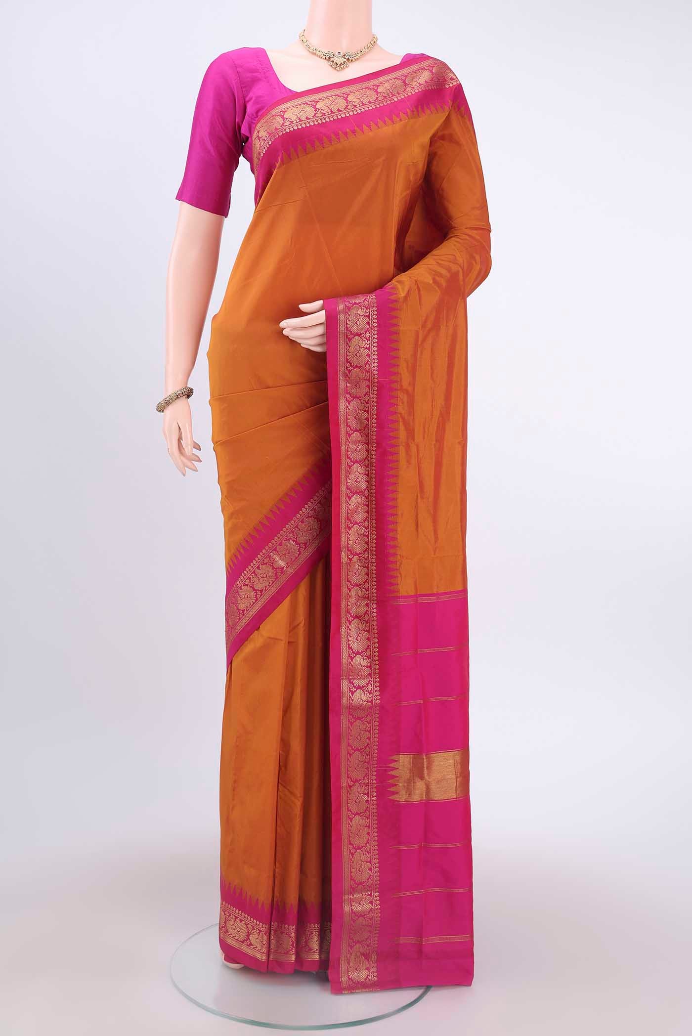 Rust Blended Bangalore Silk Saree