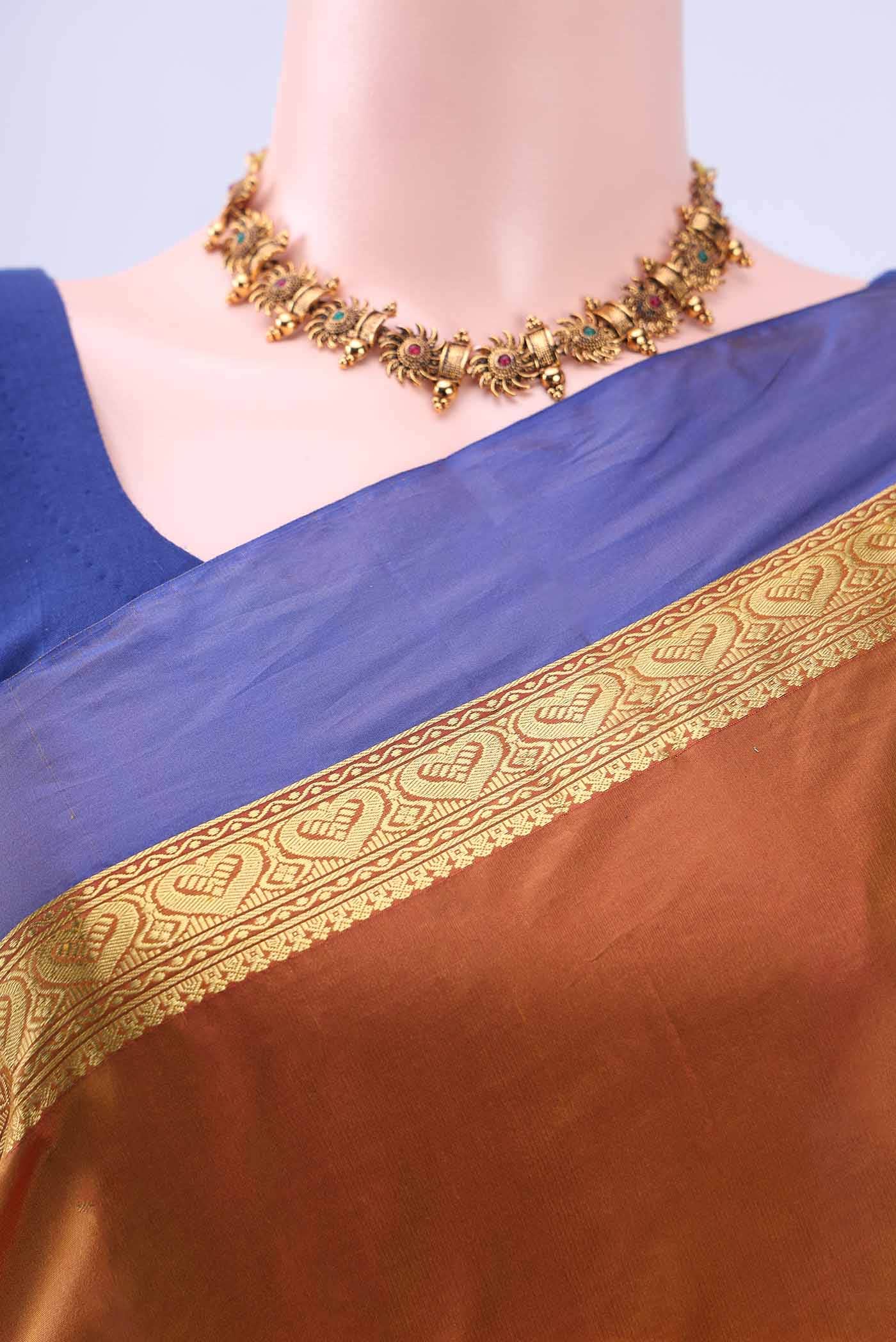 Rust Blended Bangalore Silk Saree - Image 3