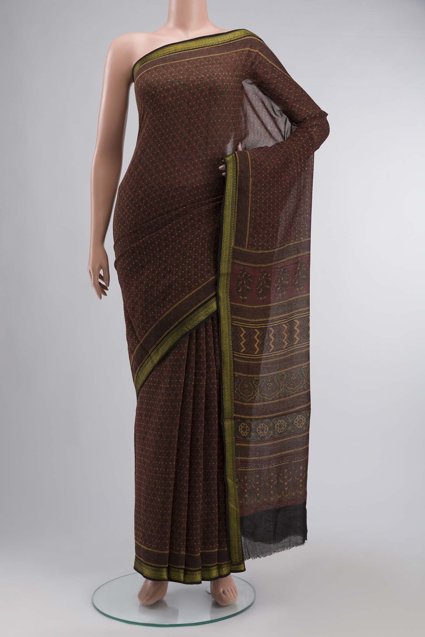 Rust Chanderi Silk Cotton Saree