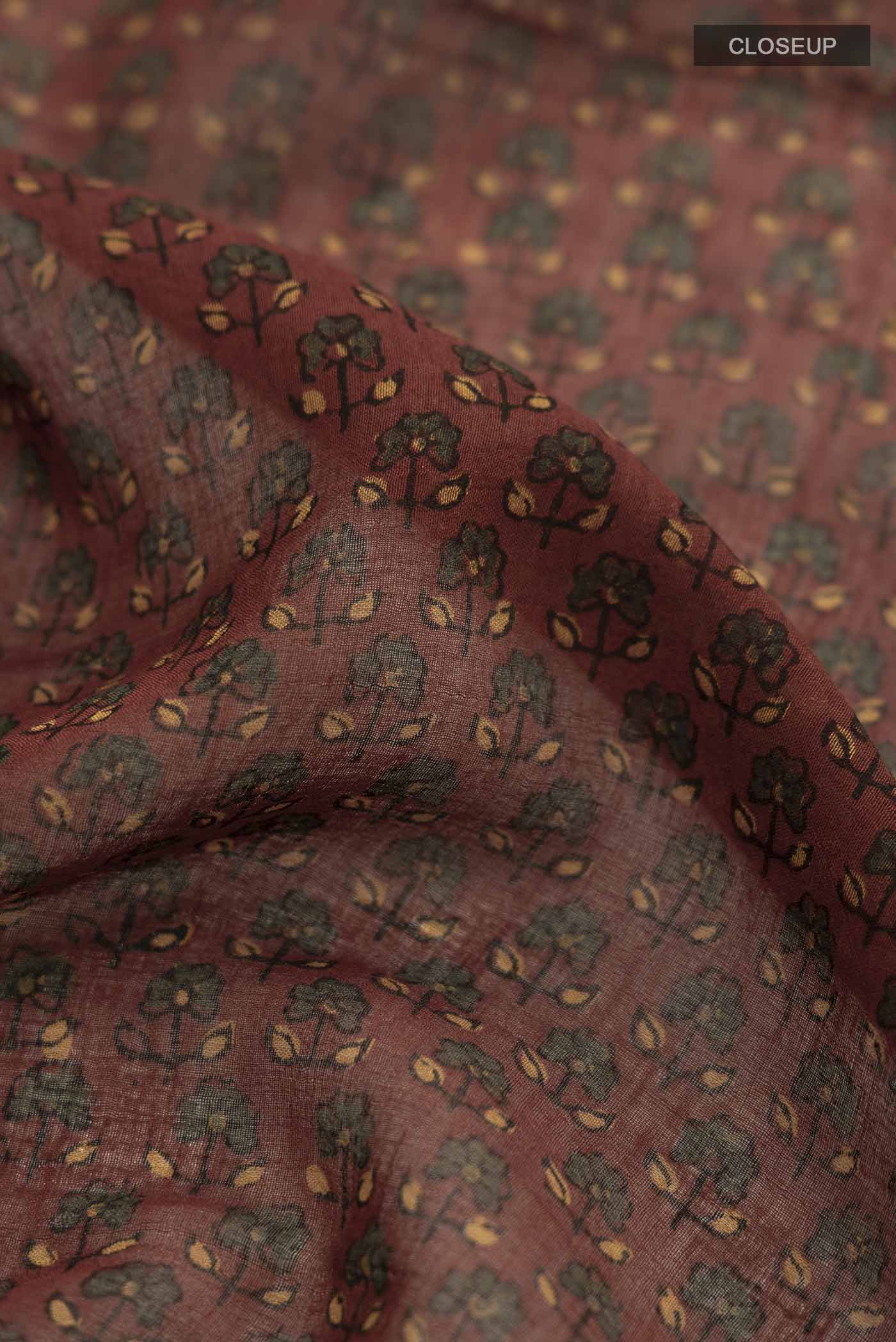 Rust Chanderi Silk Cotton Saree - Image 2