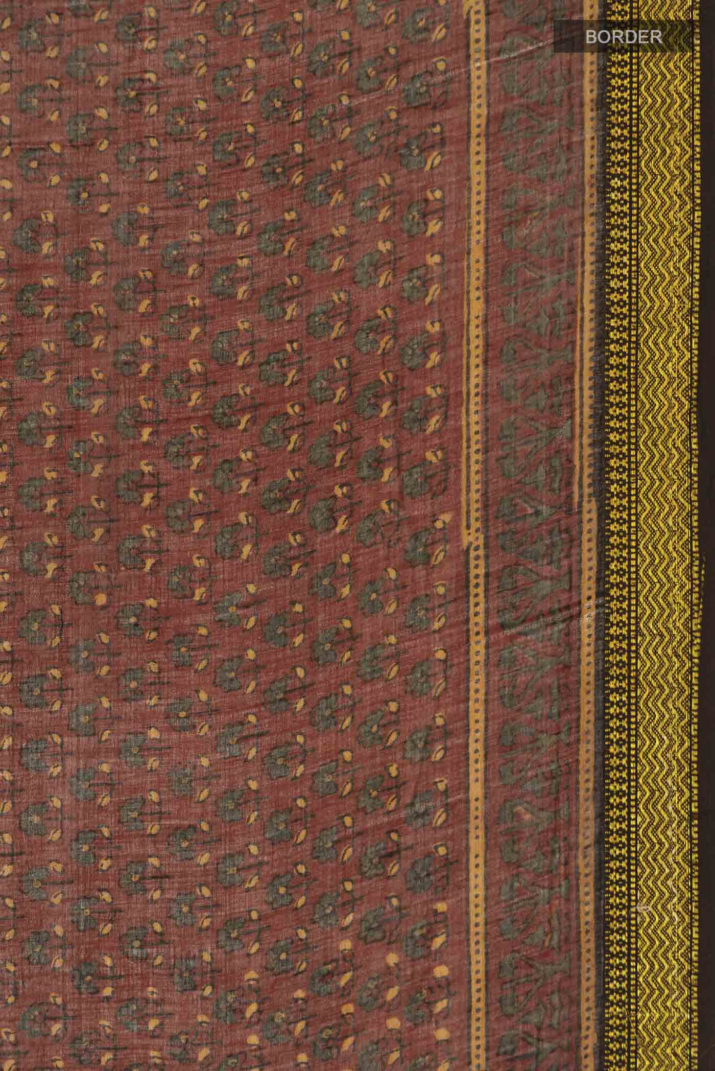 Rust Chanderi Silk Cotton Saree - Image 3