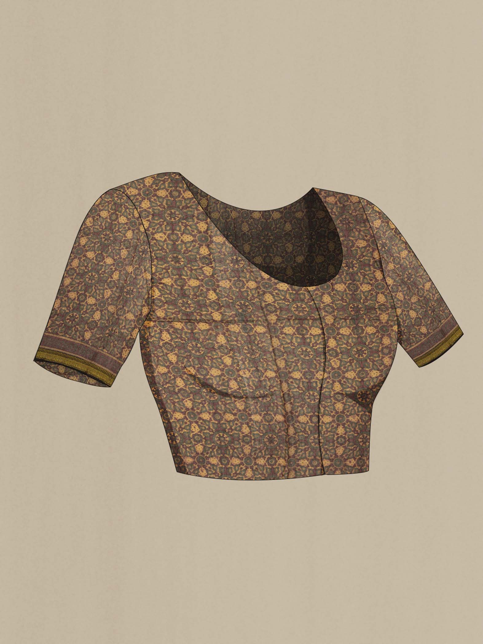 Rust Chanderi Silk Cotton Saree - Image 4