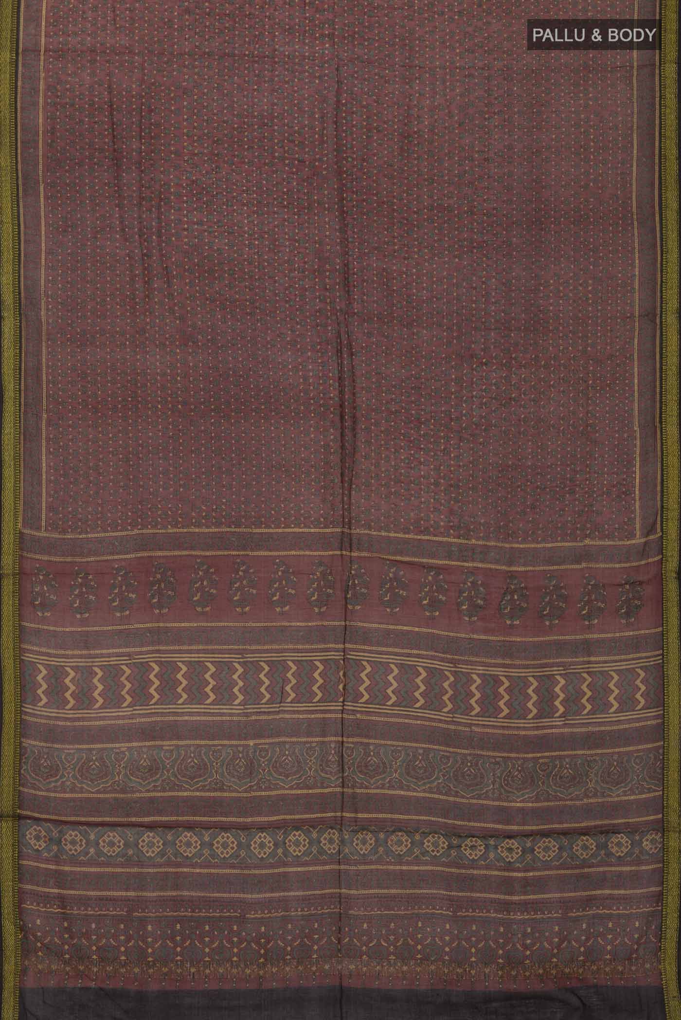Rust Chanderi Silk Cotton Saree - Image 5