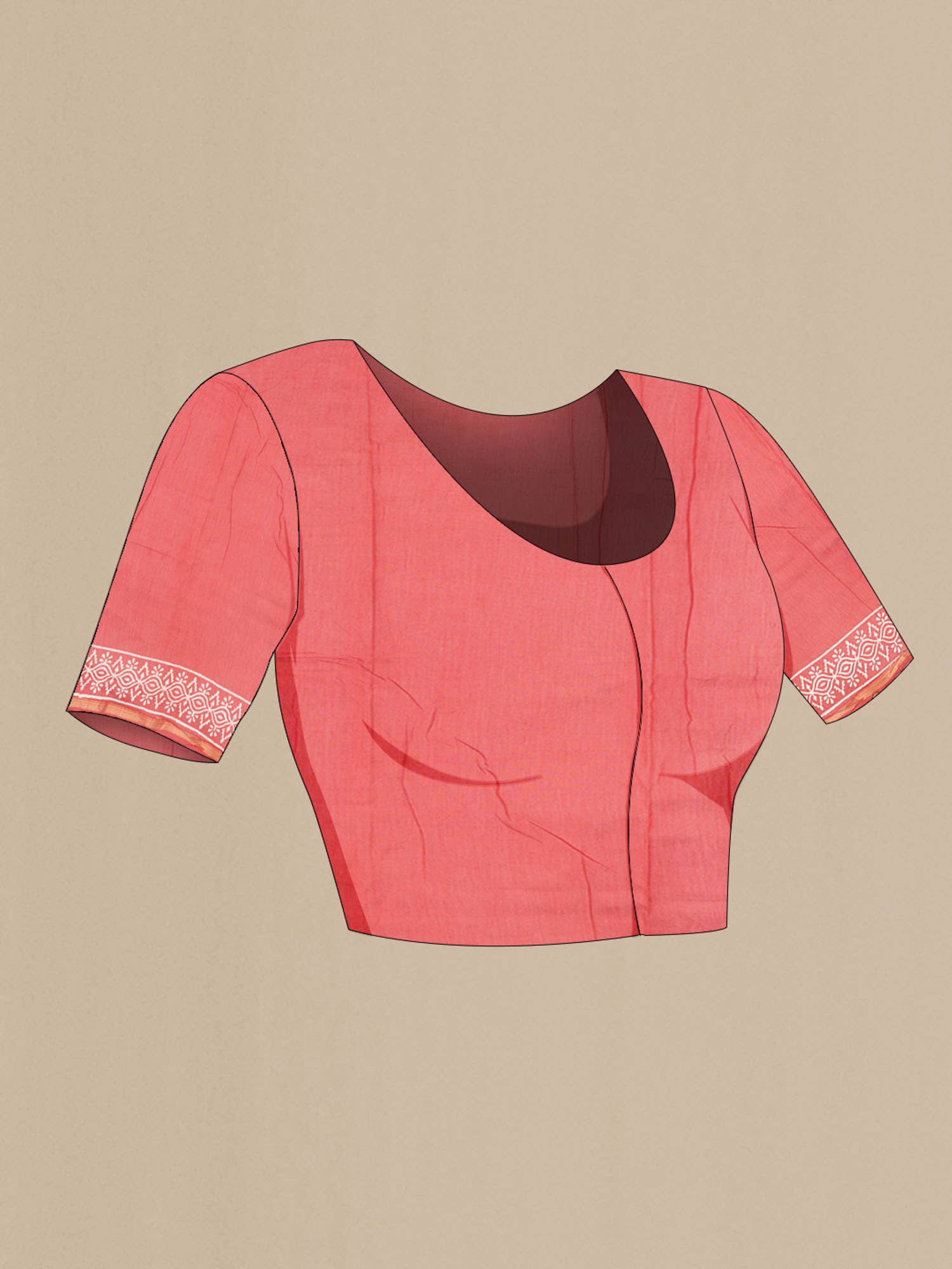 Rust Chanderi Silk Cotton Saree - Image 3