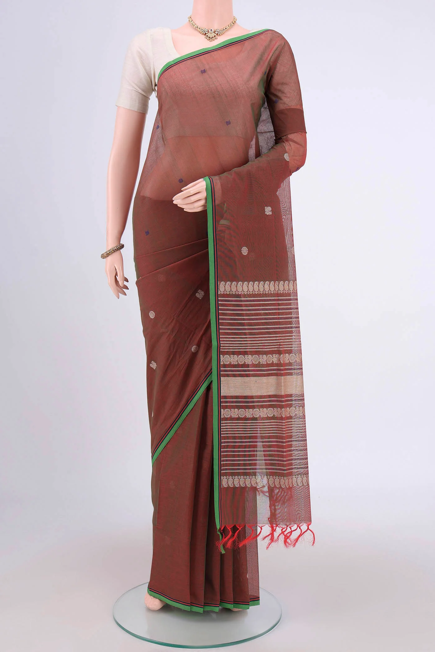 Rust Coimbatore Cotton Saree